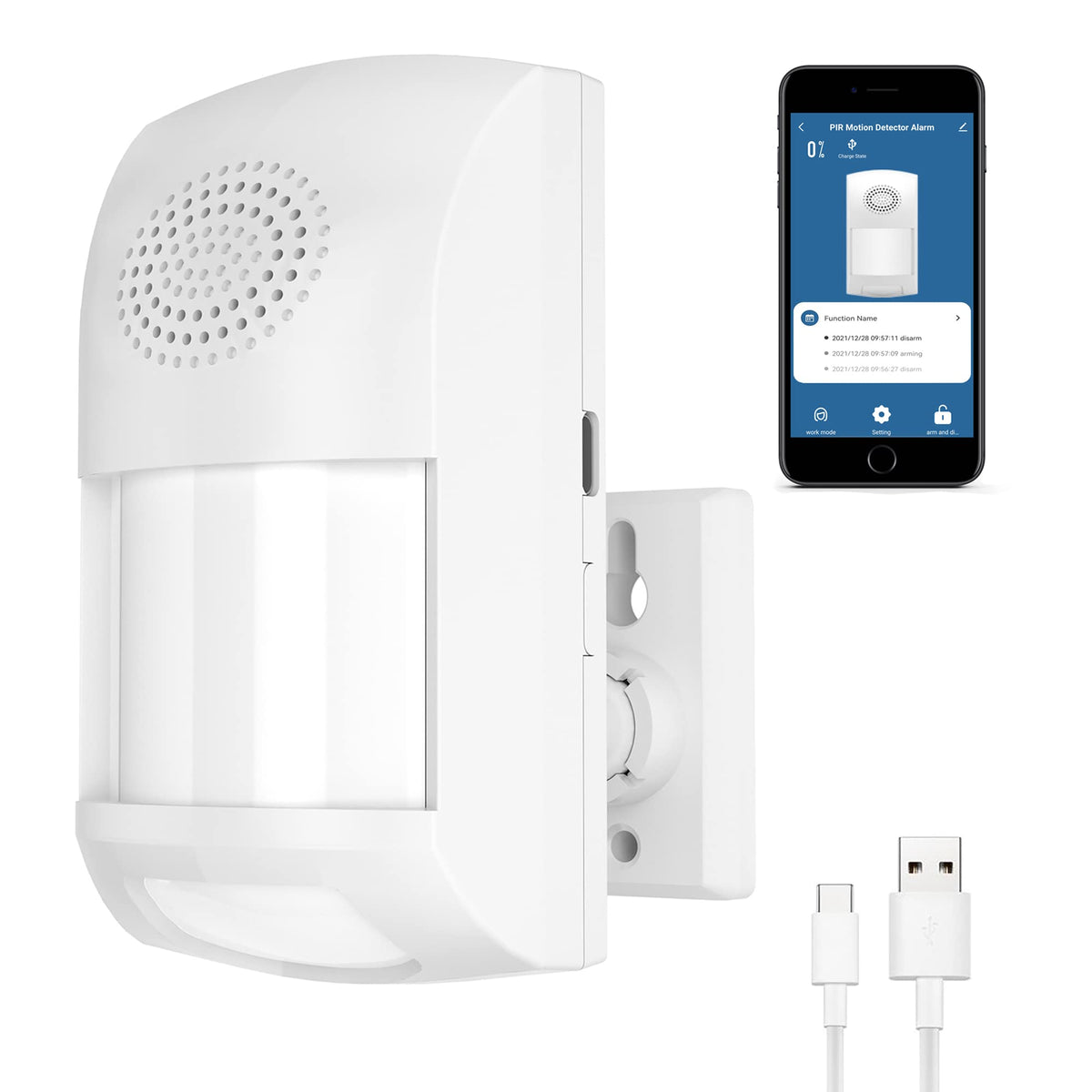 Smart Motion Sensor, Wifi Wireless Security Alarm, Home Security Pir Motion Detector With Free App Alerts, 110Db Sound And Light