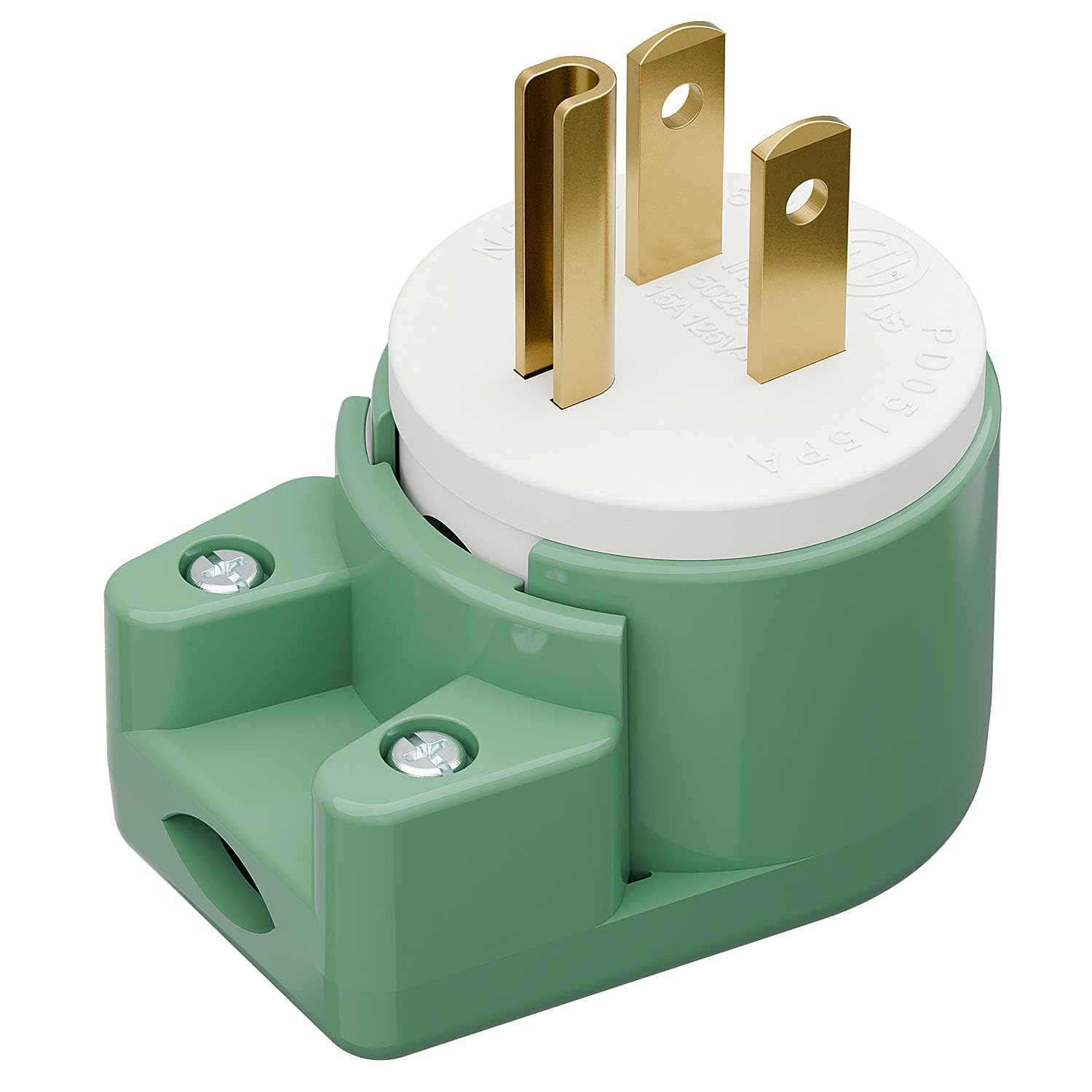 Green Etl Verified Nema 5 15P 90 Degree Right Angle 15A 125V Usa 3 Prong Household Angled Plug