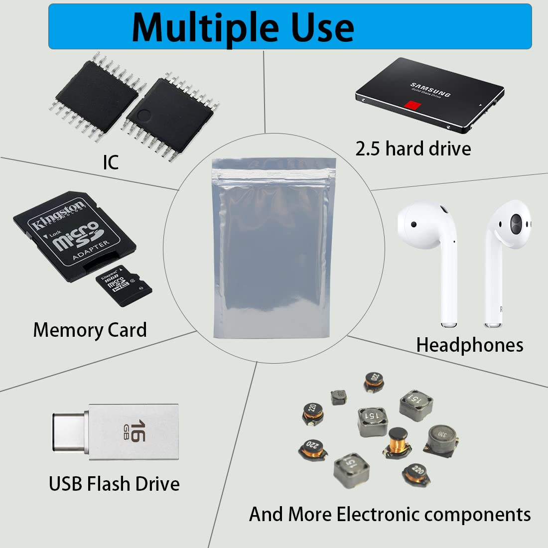 Anti Static Bags, 100Pcs Resealable Esd Bags 4X6In/10X15Cm,Antistatic Bags For 2.5'' Hard Drive Ssd Hdd And Electronic Device