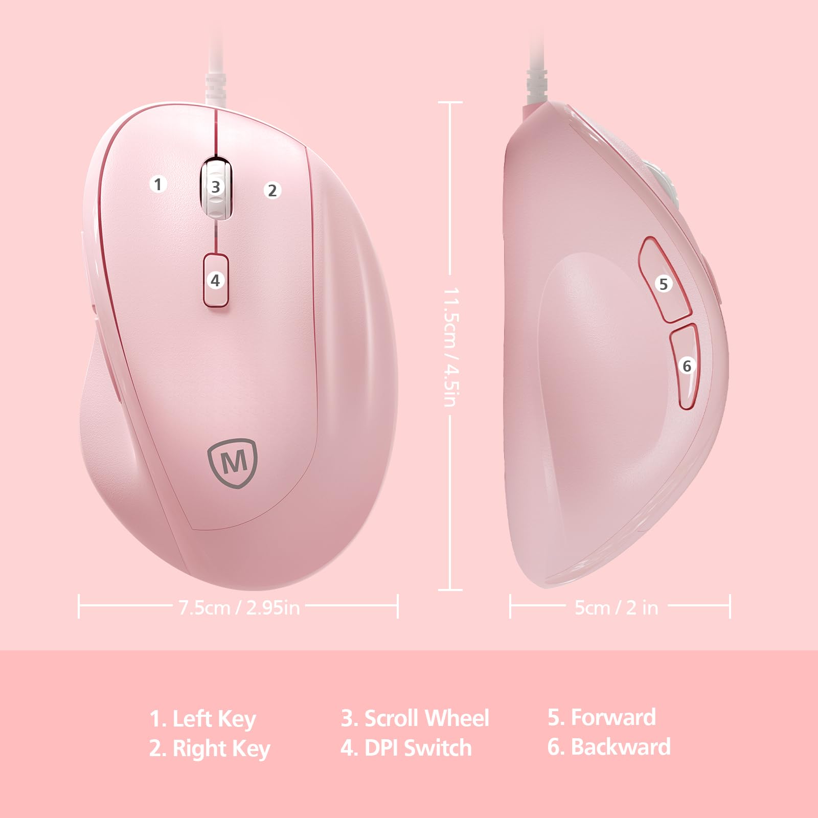 MICROPACK Ergonomic Wired Mouse for PC/Laptop - Vertical Design, Silent Clicks, 3200 DPI, Green