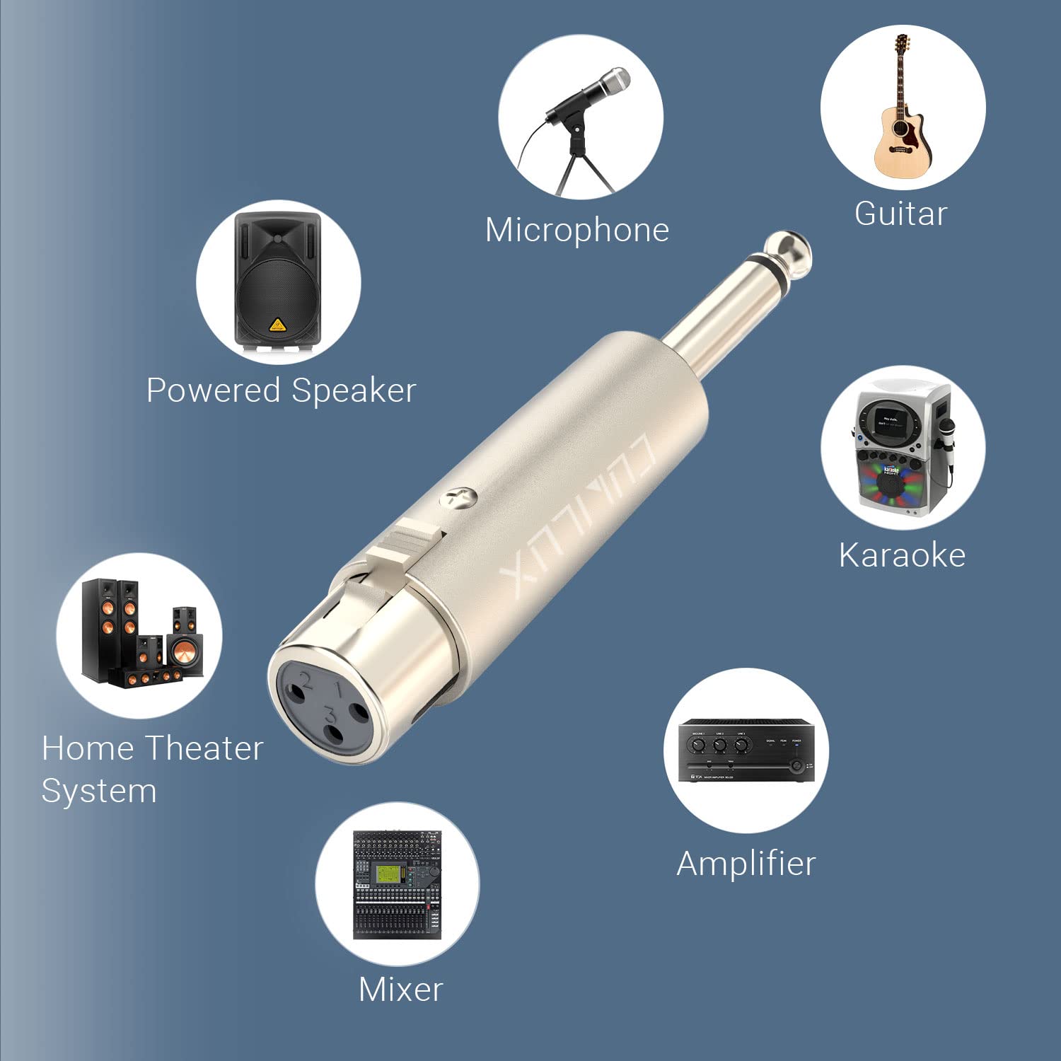 Cubilux Unbalance Xlr Female To 1/4� Ts Male Converter, Xlr To 6.35Mm(Quarter Inch) Ts Mono Adapter For Guitar, Keyboard, Drum, Microphone, Power Amplifier, Mixer, Karaoke System, Speaker, 2 Pack