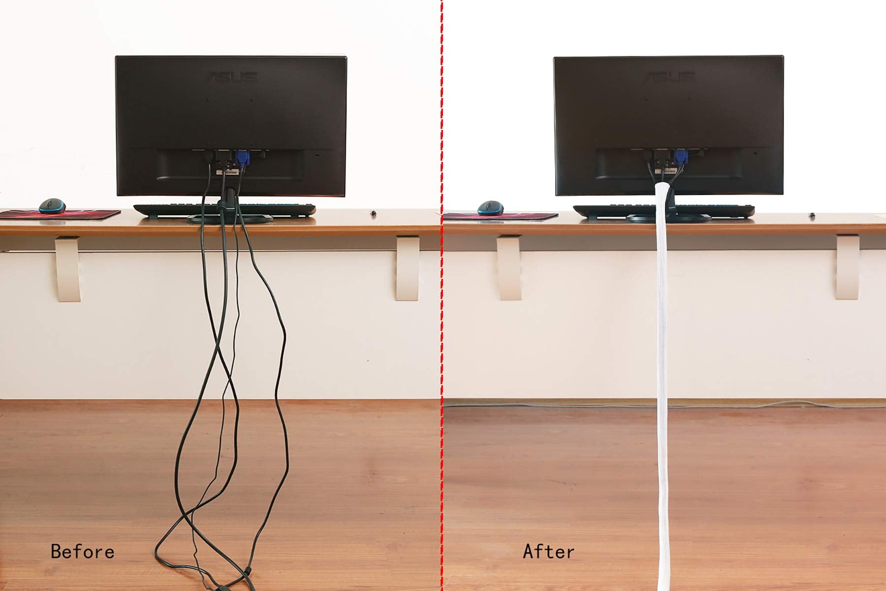 Alex Tech 10Ft   1/2 Inch Cord Protector Wire Loom Tubing Cable Sleeve Split Sleeving For Usb Cable Power Cord Audio Video Cable