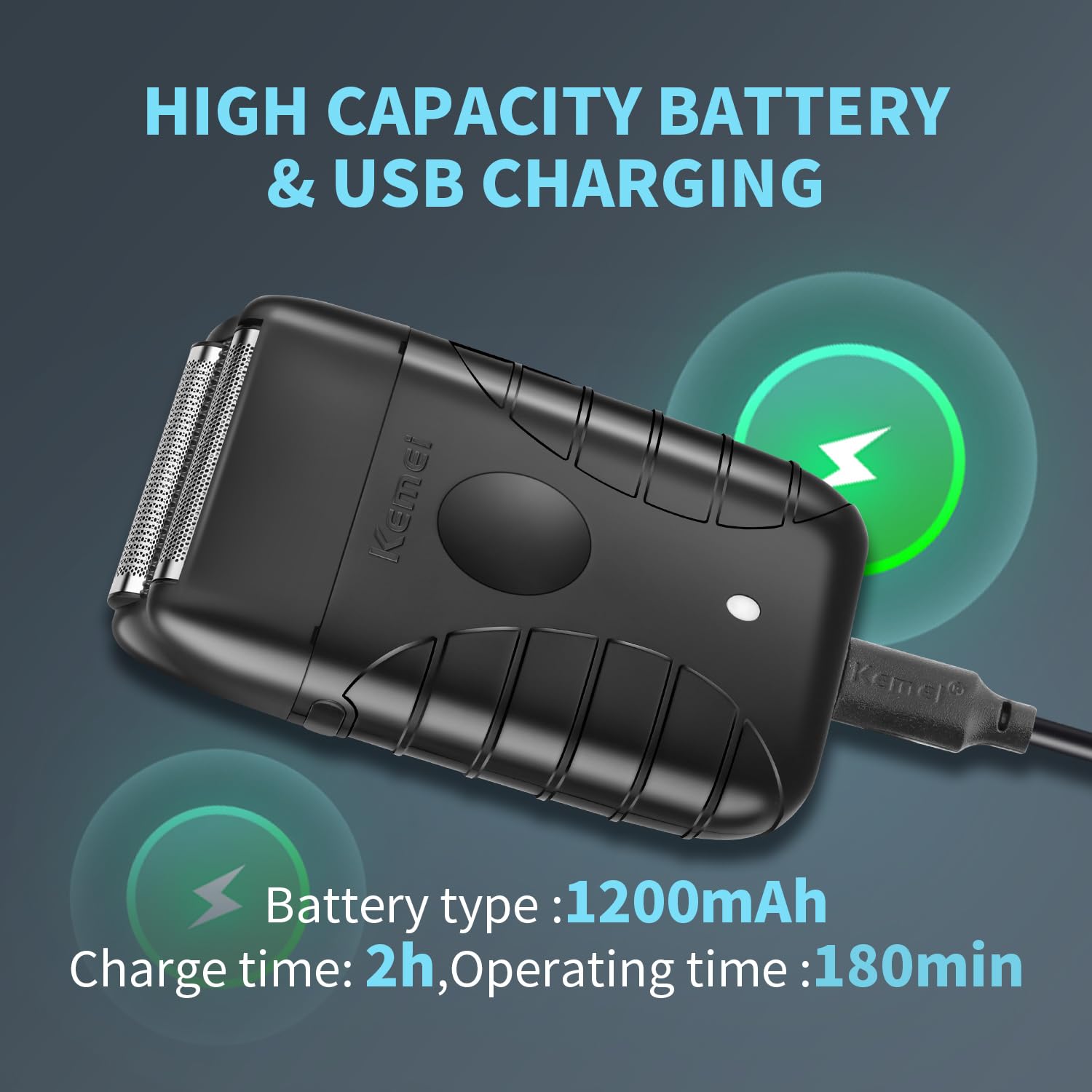 Kemei Professional Electric Foil Shaver For Men, Beard Trimmer & Men'S Grooming Tool, Foil Shaving And Bald Head Precision Trimm