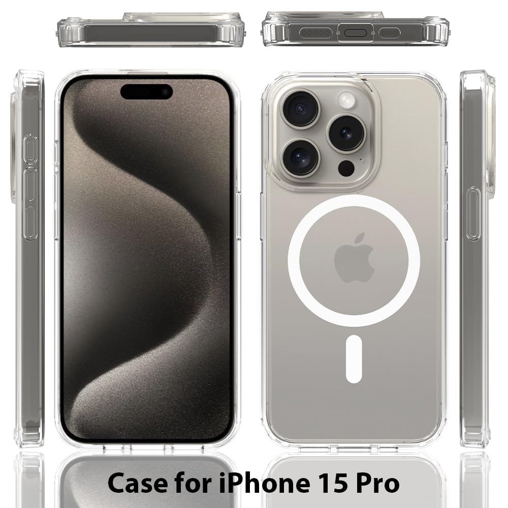 Pinlisheng Magnetic For Iphone 15 Pro Case 6.1 Inch,Compatible With Magsafe,Shockproof Anti Scratch Clear Thin Slim Phone Case.C