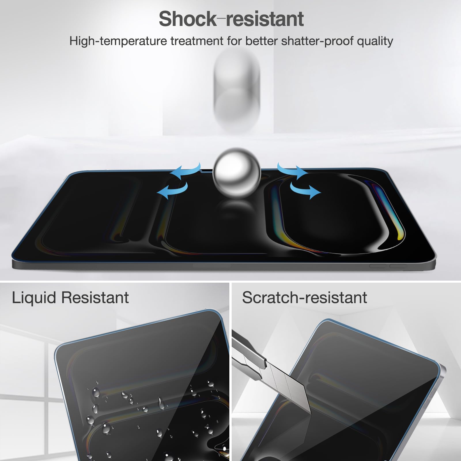 Procase Privacy Screen Protector For Ipad Pro/Air 13 Inch 2024; Anti Spy Tempered Glass Film Guard For 2024 Ipad Pro 7Th/Ipad Ai