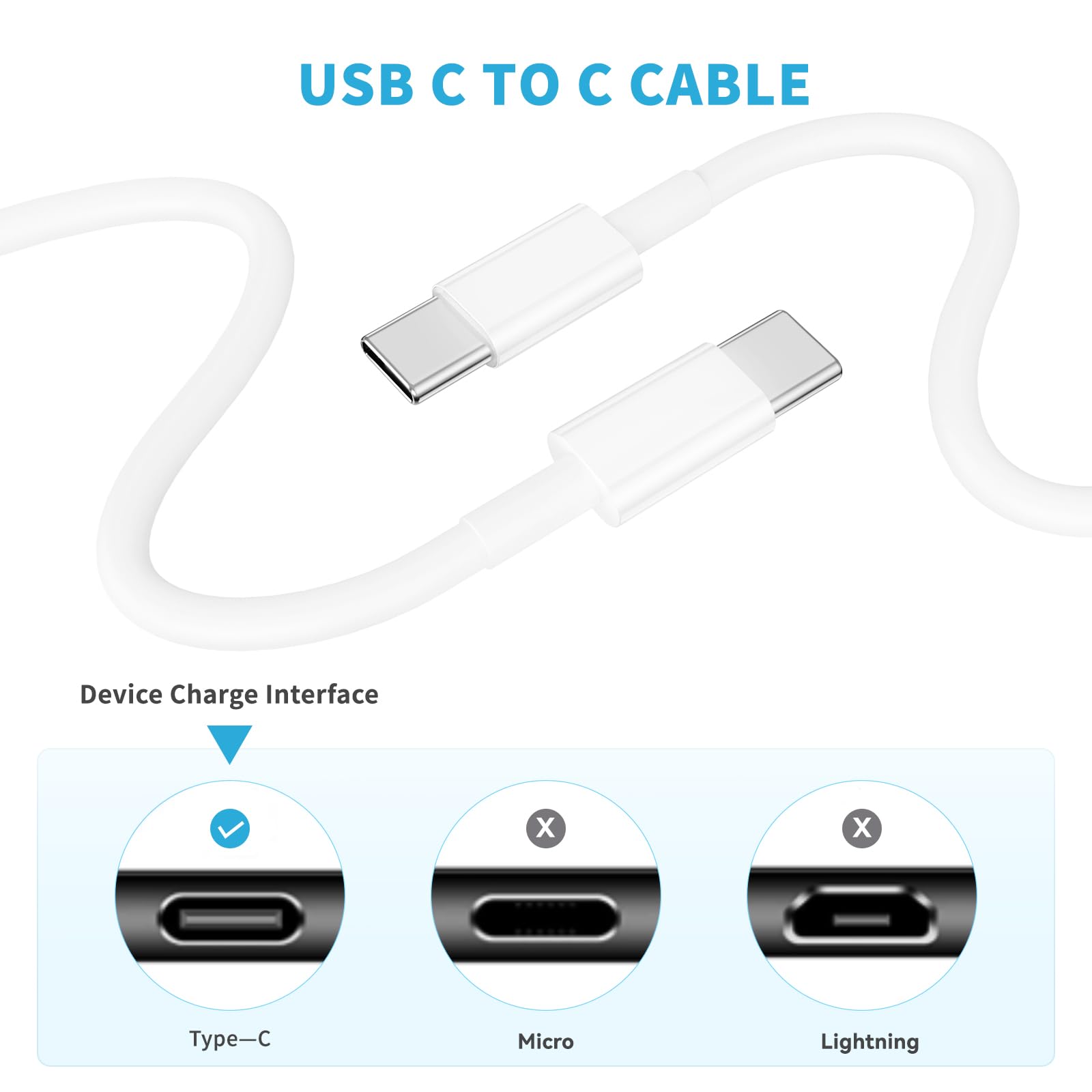3Pack Usb C To Usb C Cable, 60W (3A) 6Ft Fast Long Charger Cord For Iphone 15/15 Pro/15 Plus/15 Pro Max,Ipad Pro12.9/11, Ipad Mi