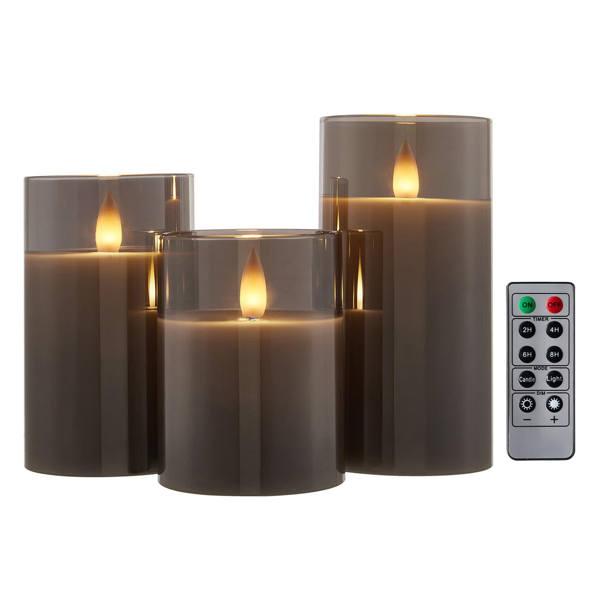 Cozierglow Glass Wax Flameless Pillar Candles Flickering With Remote Timer, Battery Operated Led Candles Up To 400 Hours,3D Movi