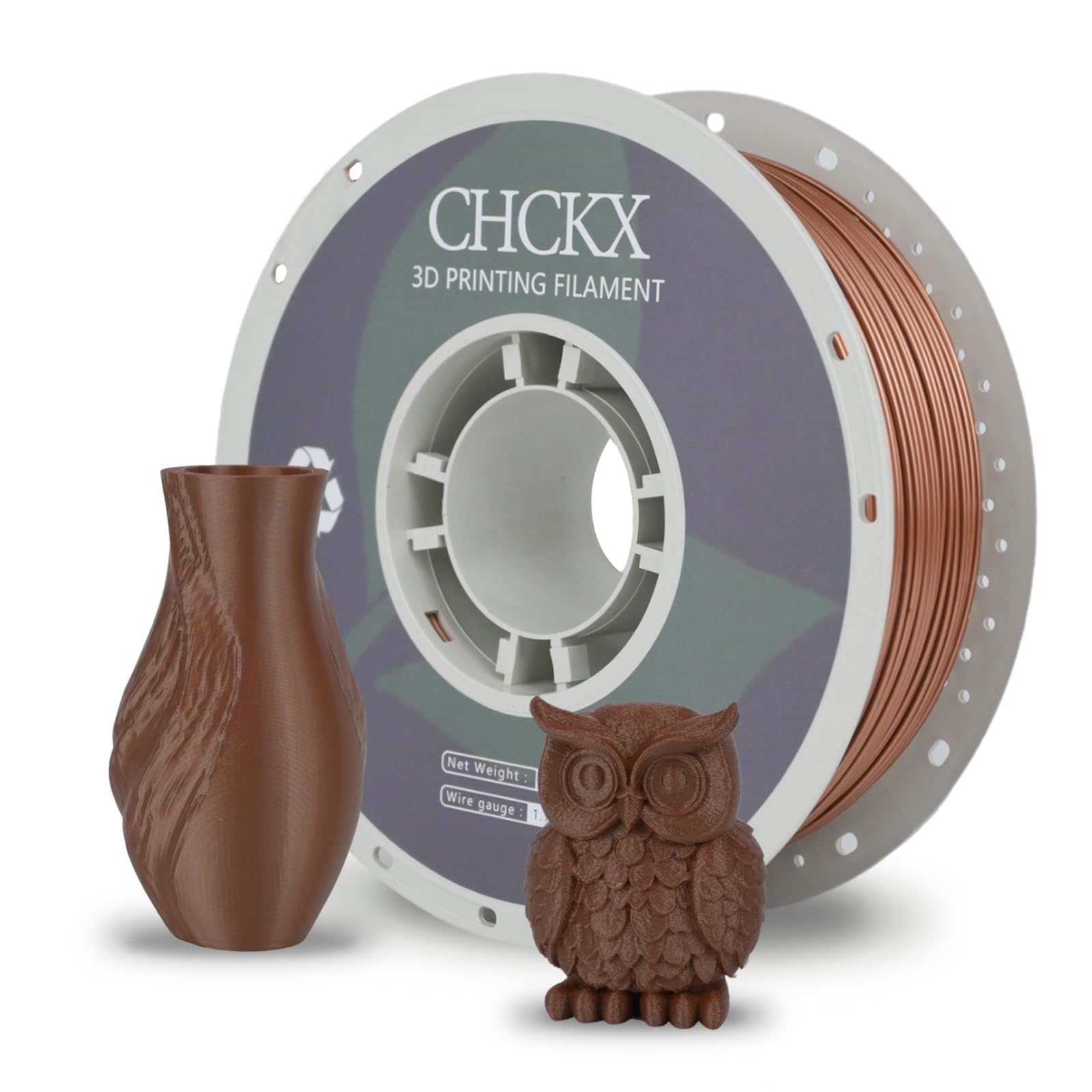 CHCKX PETG 3D Printer Filament, Dimensional Accuracy +/- 0.03 mm, 1kg Spool(2.2lbs), 1.75 mm Fit for Most 3D Printers,Metallic O