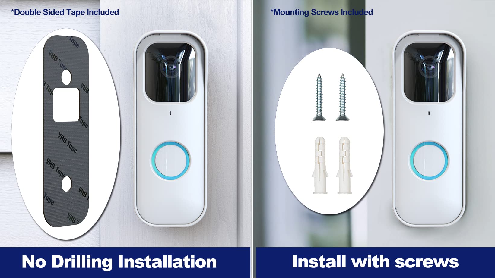 Blink Doorbell Mount For Blink Video Doorbell, No Drilling Blink Mount Bracket, Easy Installation For Blink Doorbell Camera Security System (The Blink Doorbell Is Not Included),White