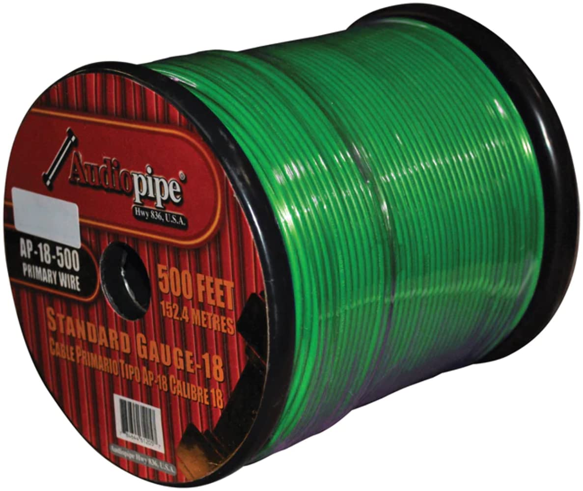 GREEN REMOTE WIRE AUDIOPIPE 18GA 500