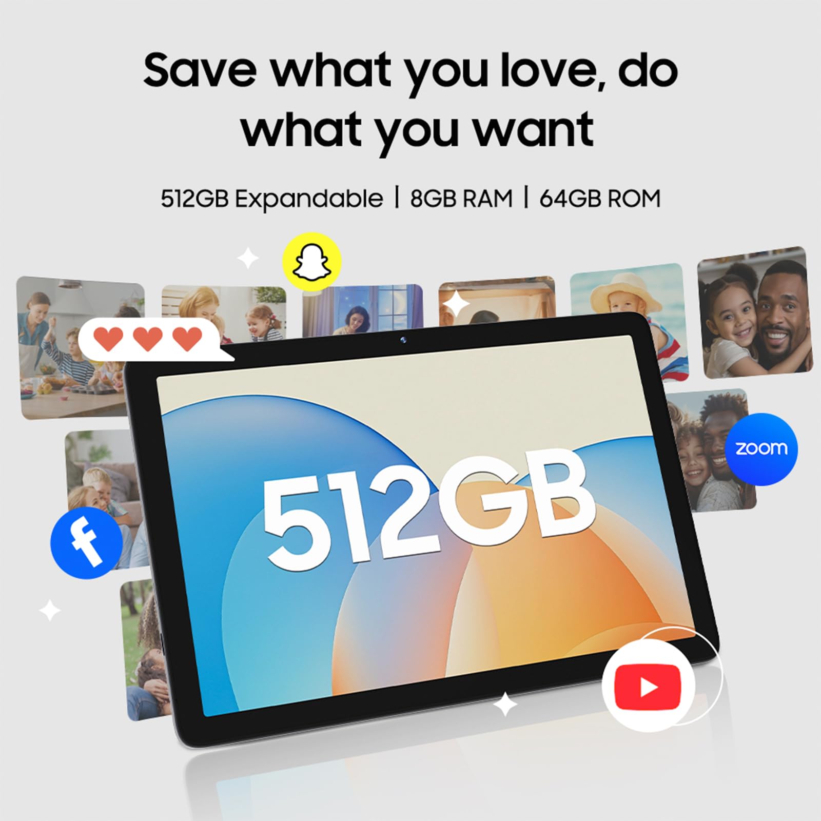 Apolosign Tablet, 10.1    Android Tablet With Octa-Core Processor, Lcd Touchscreen, 8(4+4) Gb Ram, 64Gb Rom, 1Tb Expandable Stor