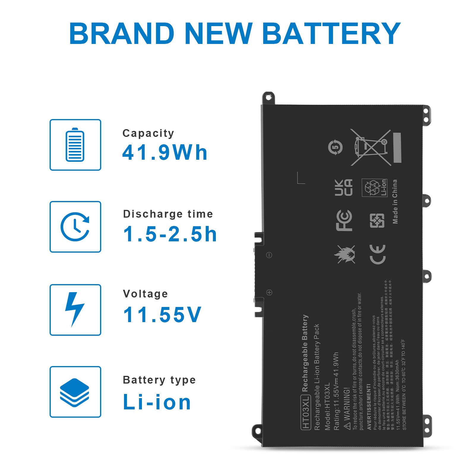 Futurebatt Ht03Xl L11119 855 Laptop Battery For Hp 240 245 250 255 G7 340 348 G5 Hp Pavilion 14 Ce 14 Cf 14 Df 15 Cs 15 Cw 15 Cu