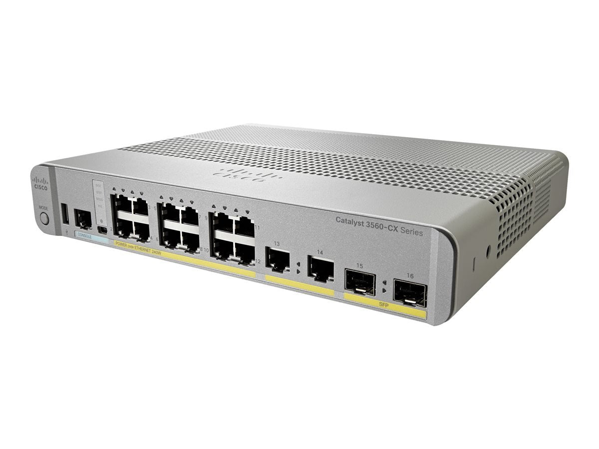 Cisco Catalyst 3560Cx 12Pc S Network Switch, 12 Gigabit Ethernet (Gbe) Ports, 8 Poe+ Outputs, 240W Poe Budget, 2 1G Sfp And 2 1G