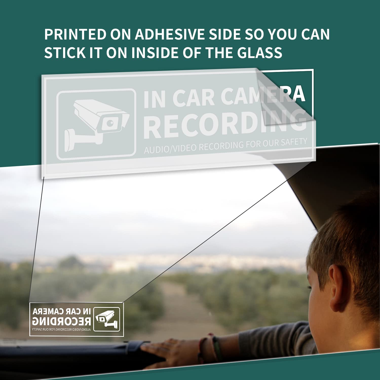 In Car Camera Audio Video Recording Window Vinyl Stickers 2  6 Inch Front Self Adhesive Security Warning Sign Removable For Car