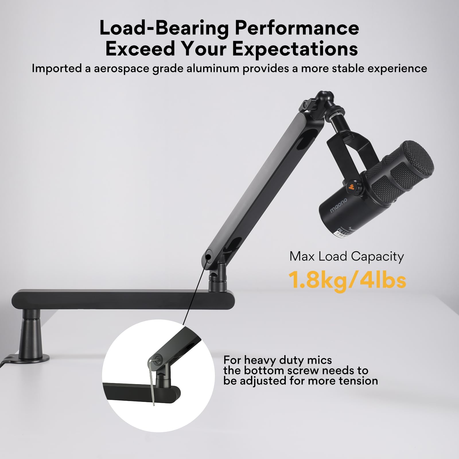 Maono Microphone Arm, Mic Boom Arm With Cable Management Channels, Desk Clamp, Versatile Mounting, And Fully Adjustable, Heavy D