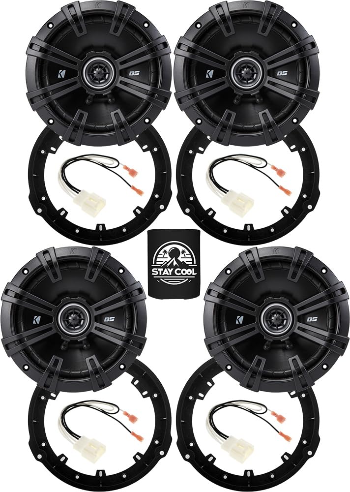 KICKER Speakers 6.5 inch for Ford Mustang 2015-2023 Upgrade Kit - 4 Pack of DS Series with Adapters and Harness, Coaxial 6 1/2 C