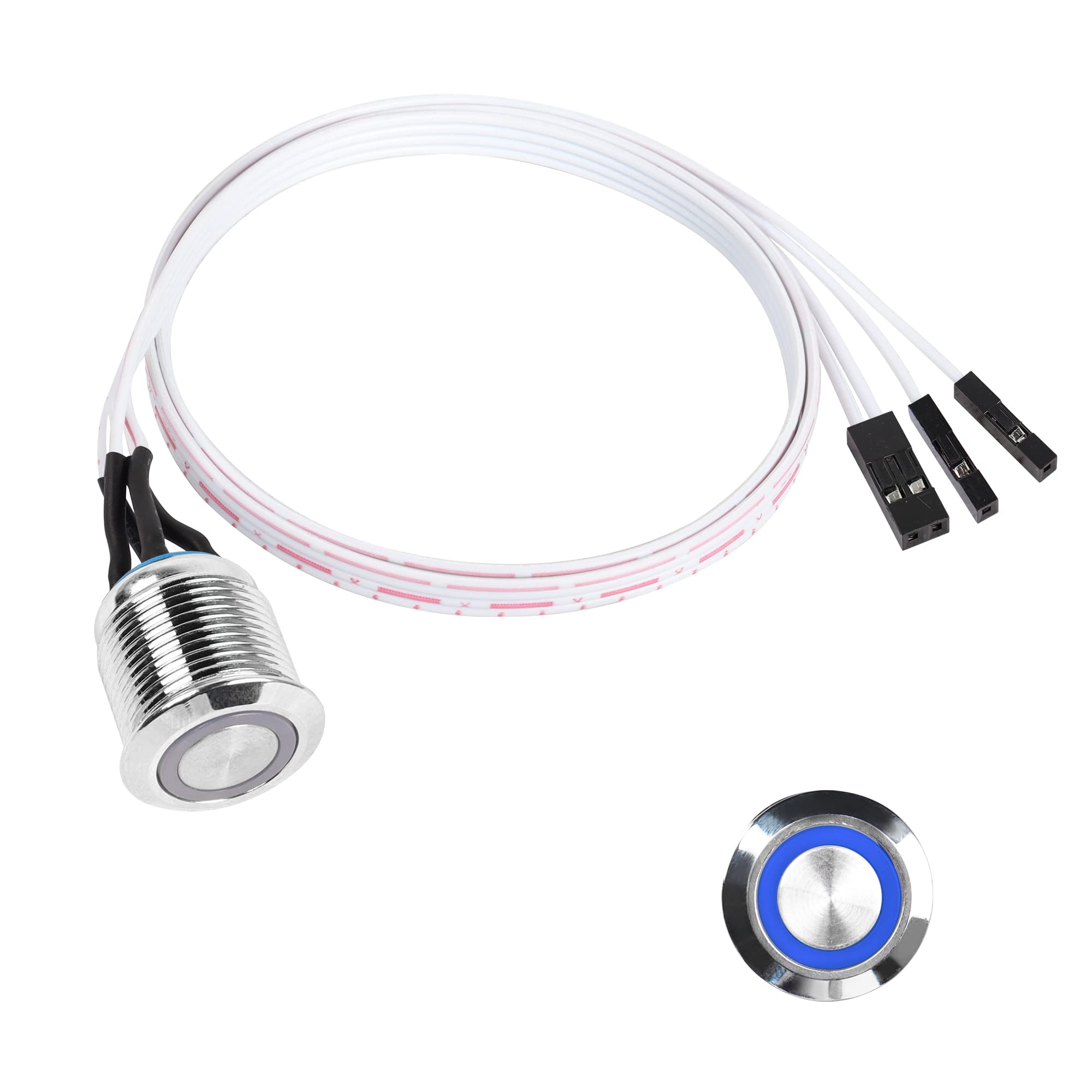 Yacsejao 16Mm Chassis Switch Host Metal Button Desktop Computer Host Switch Cable Metal Led Power Button Atx Supply On/Off For D