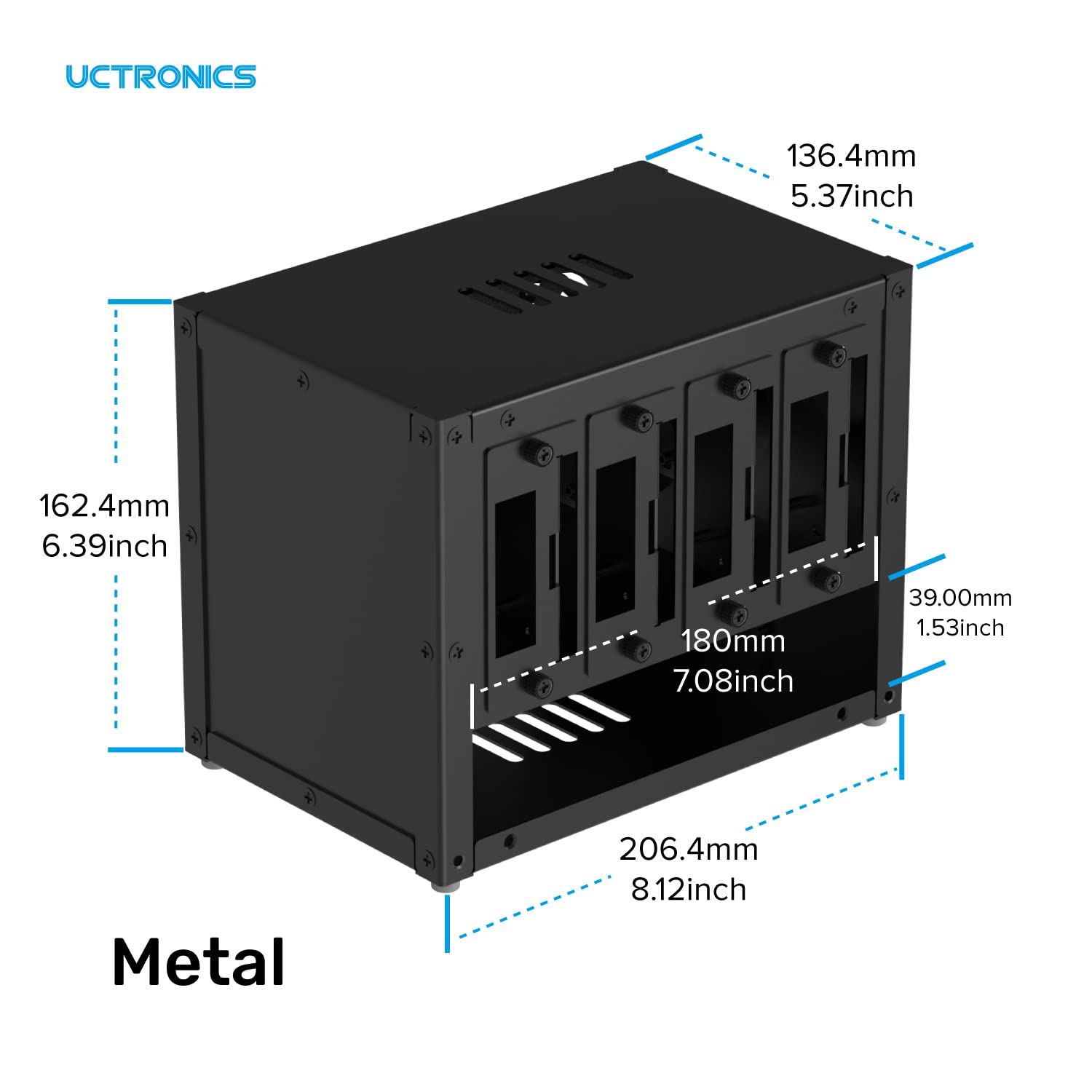 Uctronics Upgraded Complete Enclosure For Raspberry Pi Cluster, With 4 Removable Mounting Brackets For Pi 5, 4B, 3B+/3B, And Oth