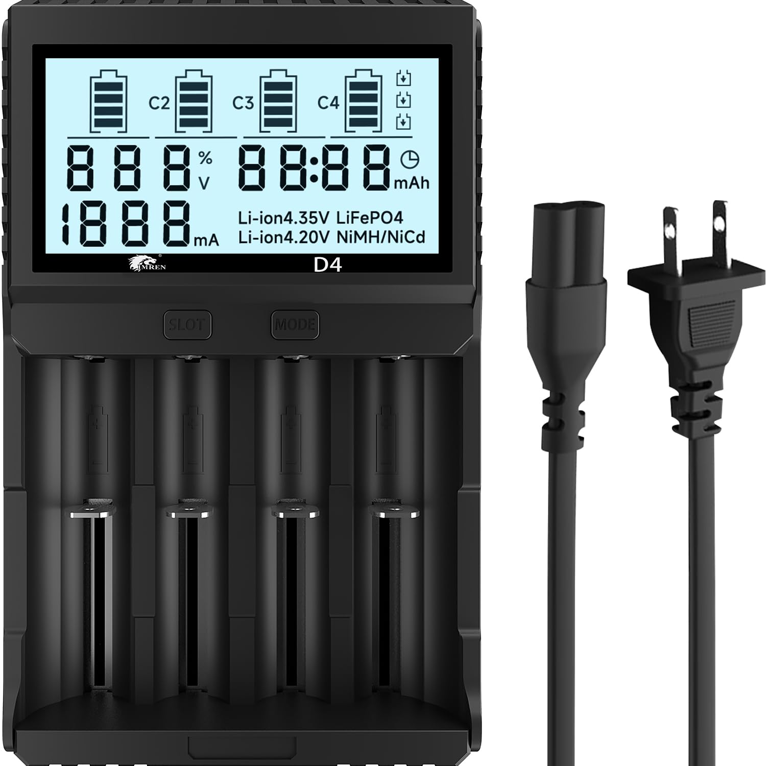 Imren 18650 Capacity Tester,18650 Battery Charger With Discharge & Testing Function, 21700 Battery Charger With Lcd Screen Displ