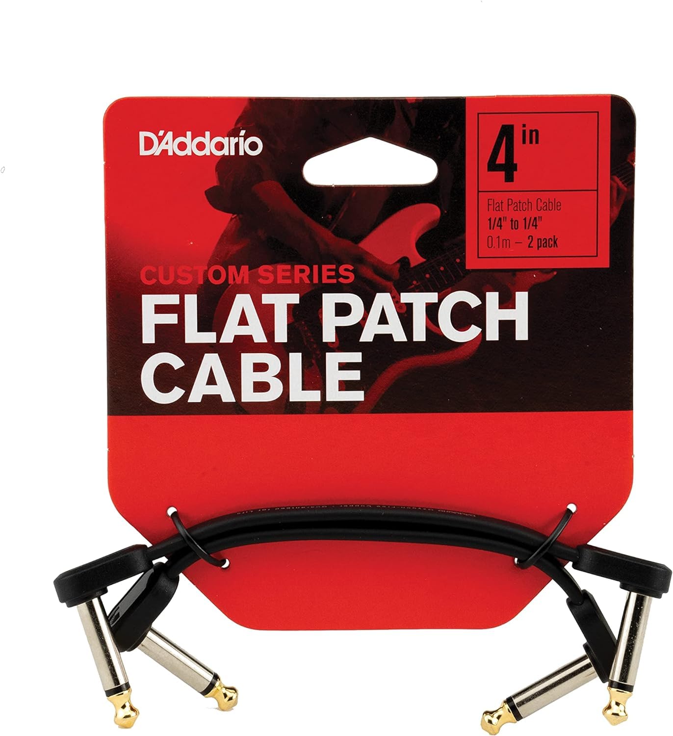 D'Addario Accessories Instrument Cable, 1/4'', Flat Right Angle, 4 In (Pw Fprr 204)