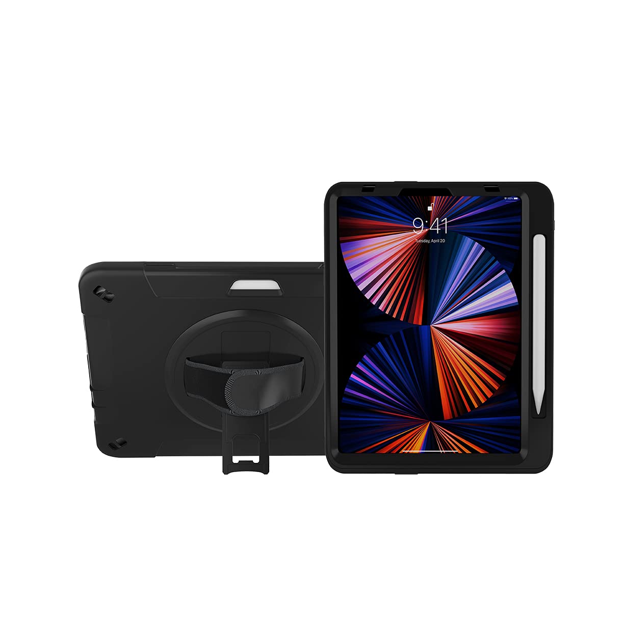 Protective Ipad Case Cta Protective Device Case With Built In 360 Degree Rotatable Grip Kickstand Adjustable Hand Strap For Ipad