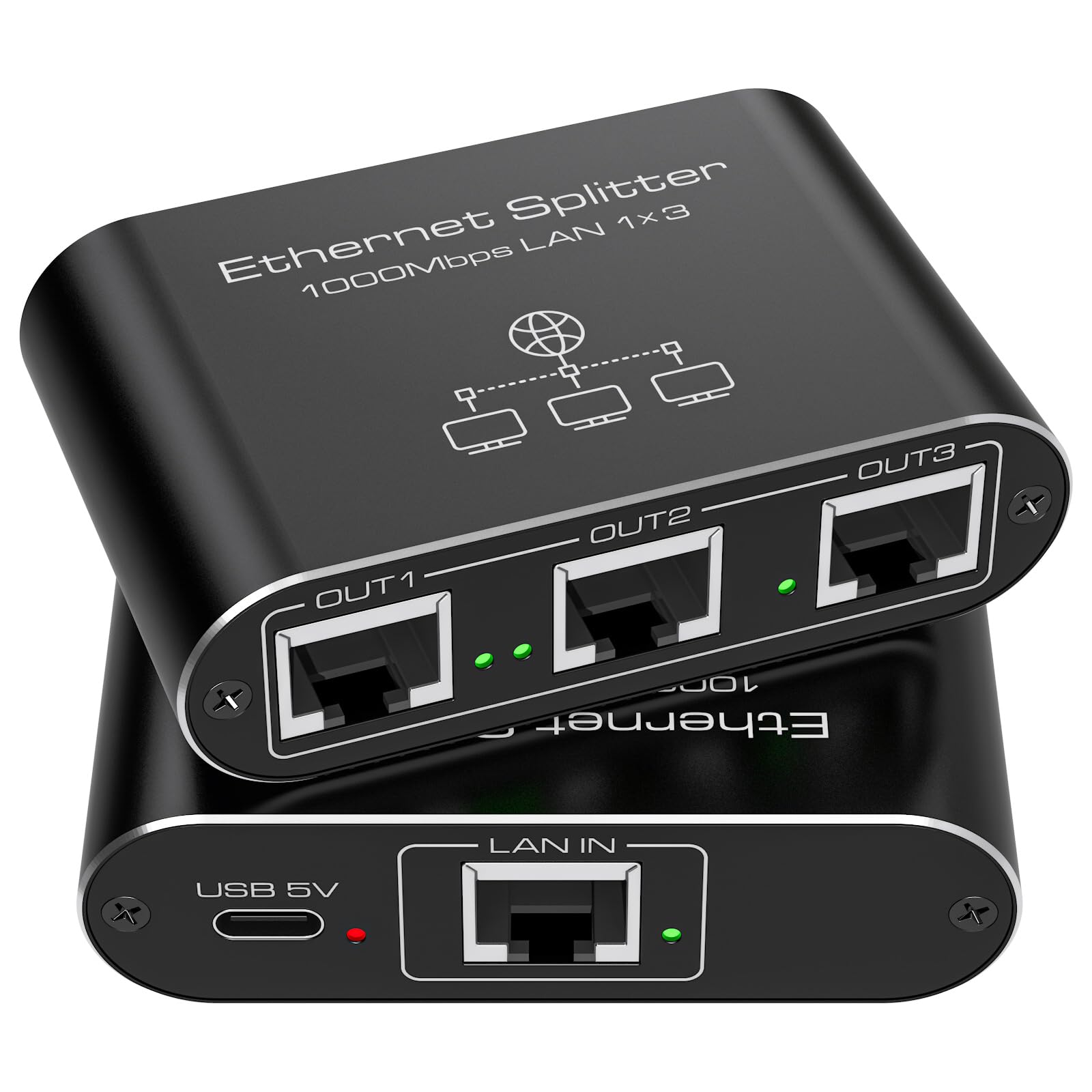 Pvbctcsid Ethernet Splitter 1 To 3 1000Mbps High Speed Internet Splitter Lan Splitter Ethernet Switch Either Network Splitter Su