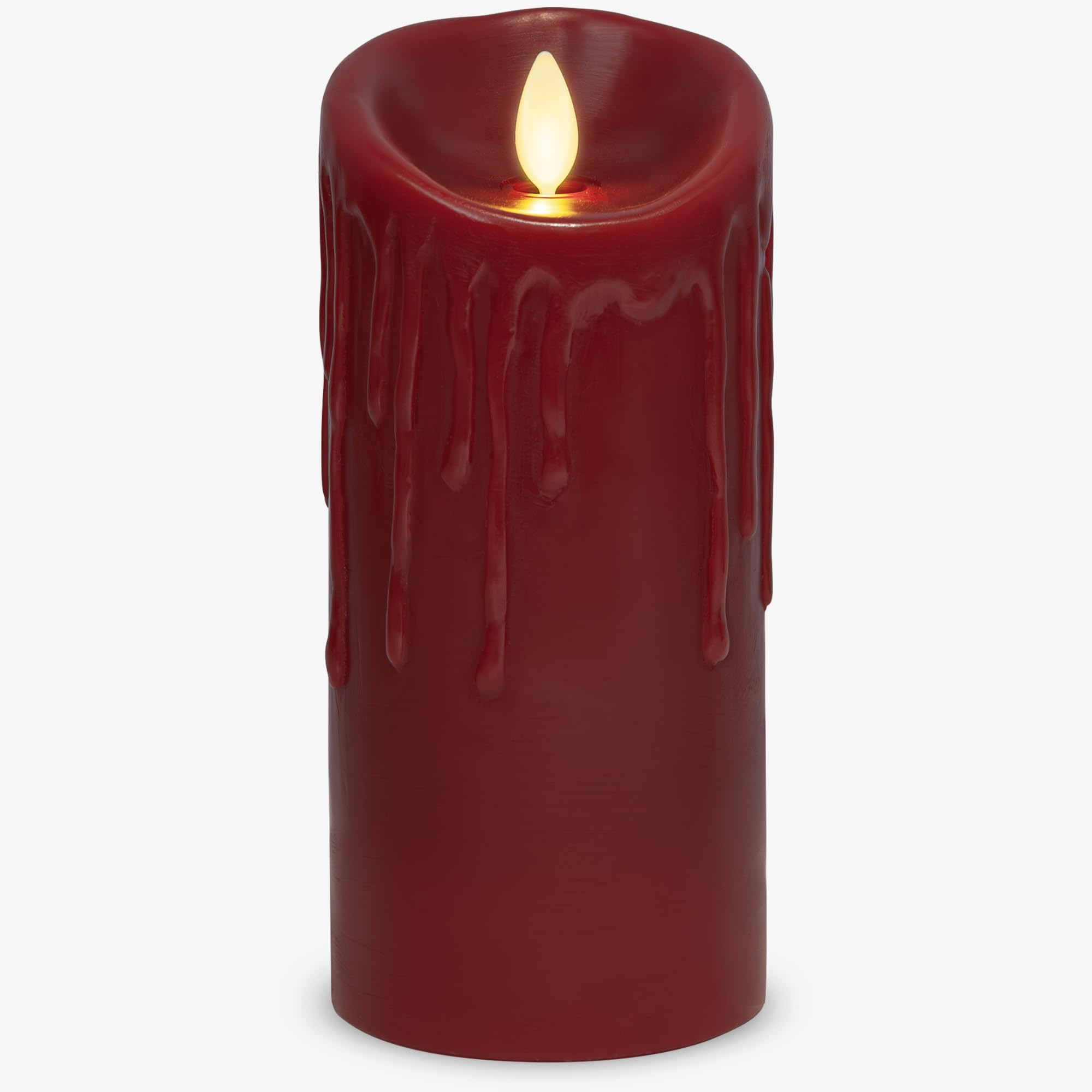 Luminara Burgundy Wax Drip Flameless Candle Led Battery Operated Moving Flame Lights Pillar Unscented Real Wax With Dripped Edge
