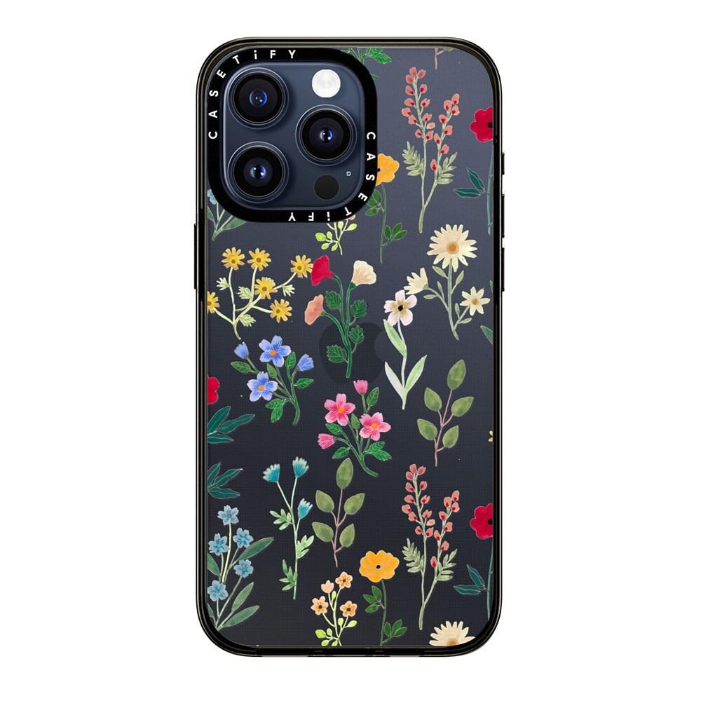 Casetify Compact Case For Iphone 15 Pro Max [2X Military Grade Drop Tested / 4Ft Drop Protection]   Spring Botanicals 2   Clear