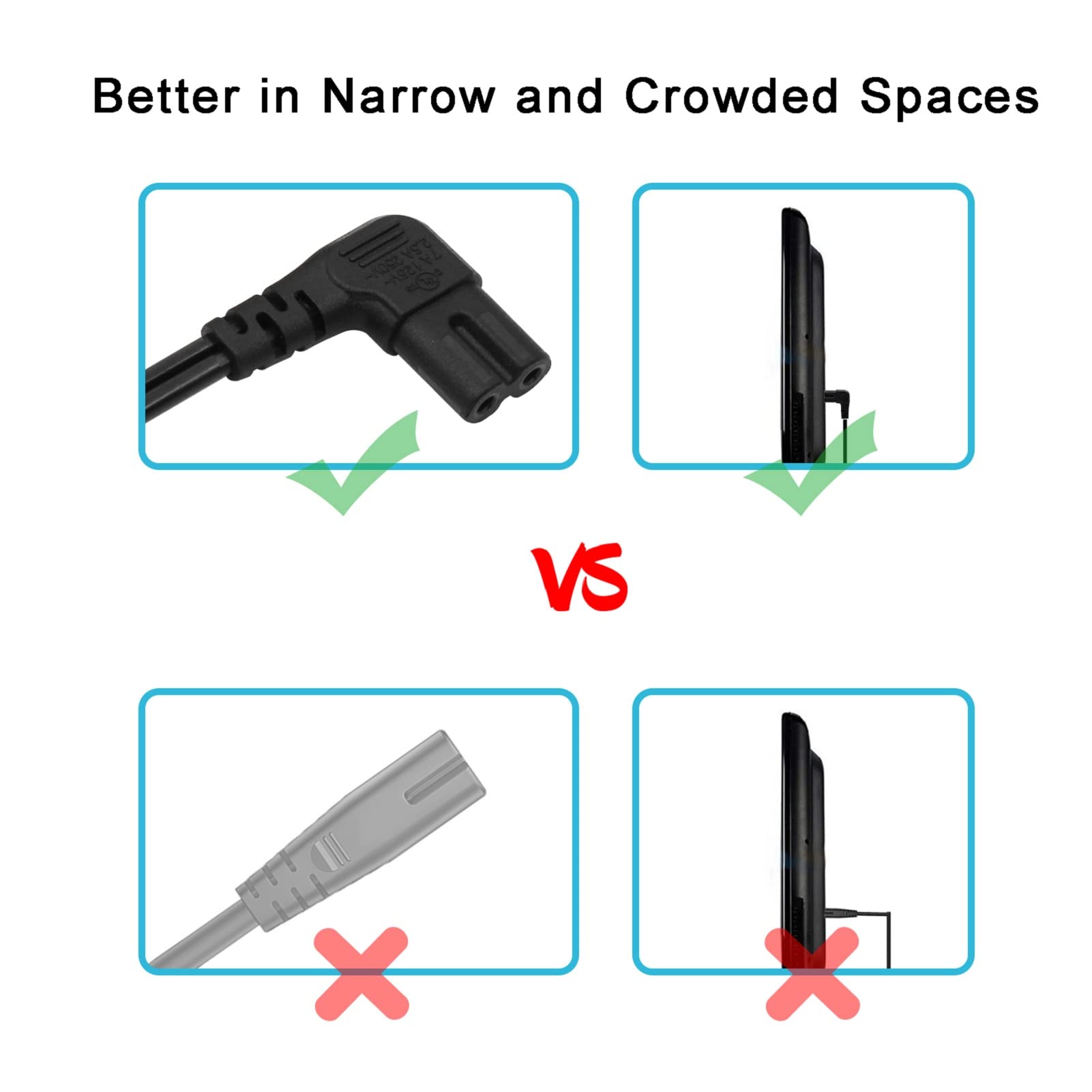 5Pack 2 Prong Extension Power Cord 10Ft,Long Power Cable For Indoor And Outdoor,Us Male/Female Extension Cord For Nema 1 15P To