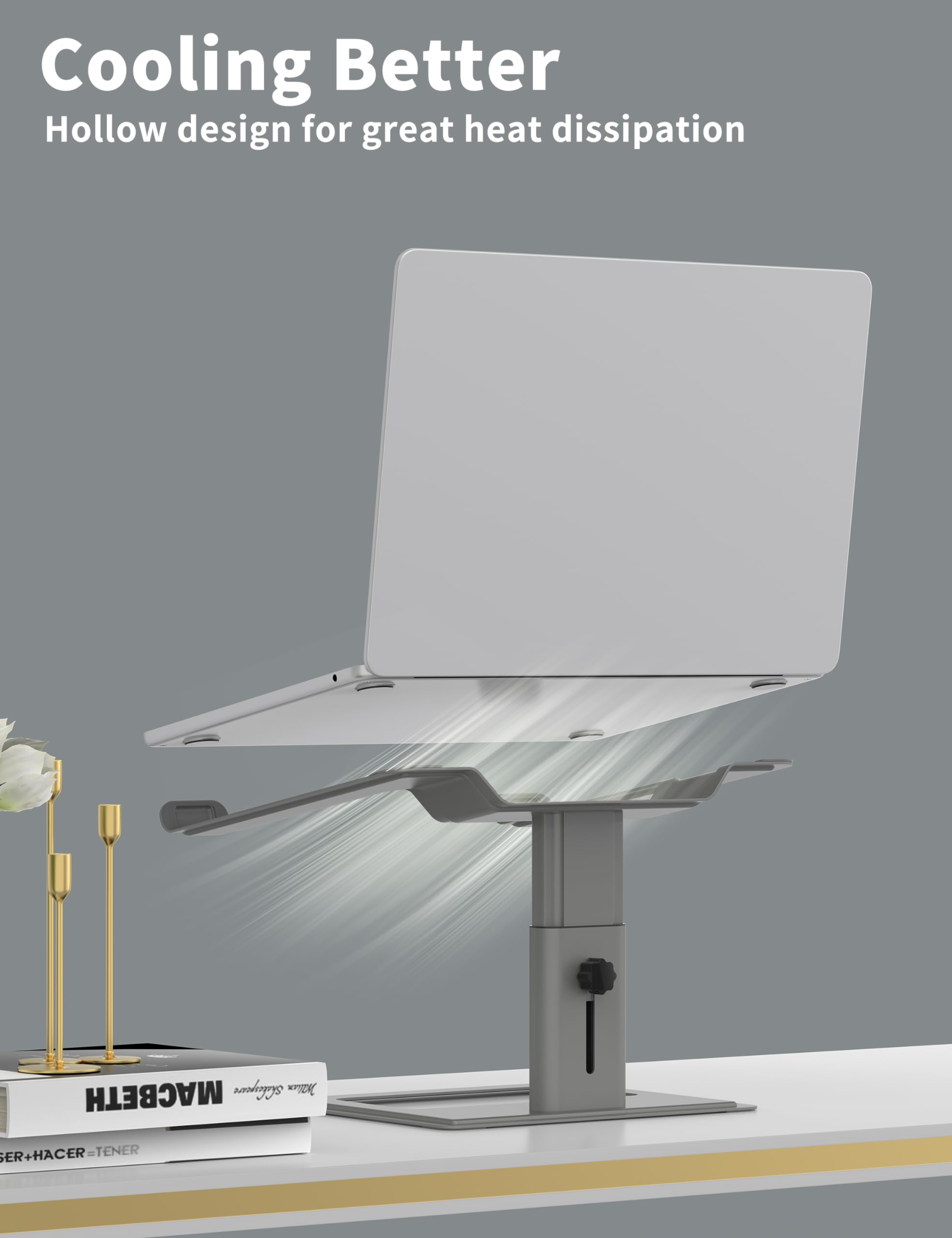 Soundance Adjustable Laptop Stand For Desk, Computer Stand, Ergonomic Laptop Riser Holder Compatible With 10 To 17.3 Inches Note