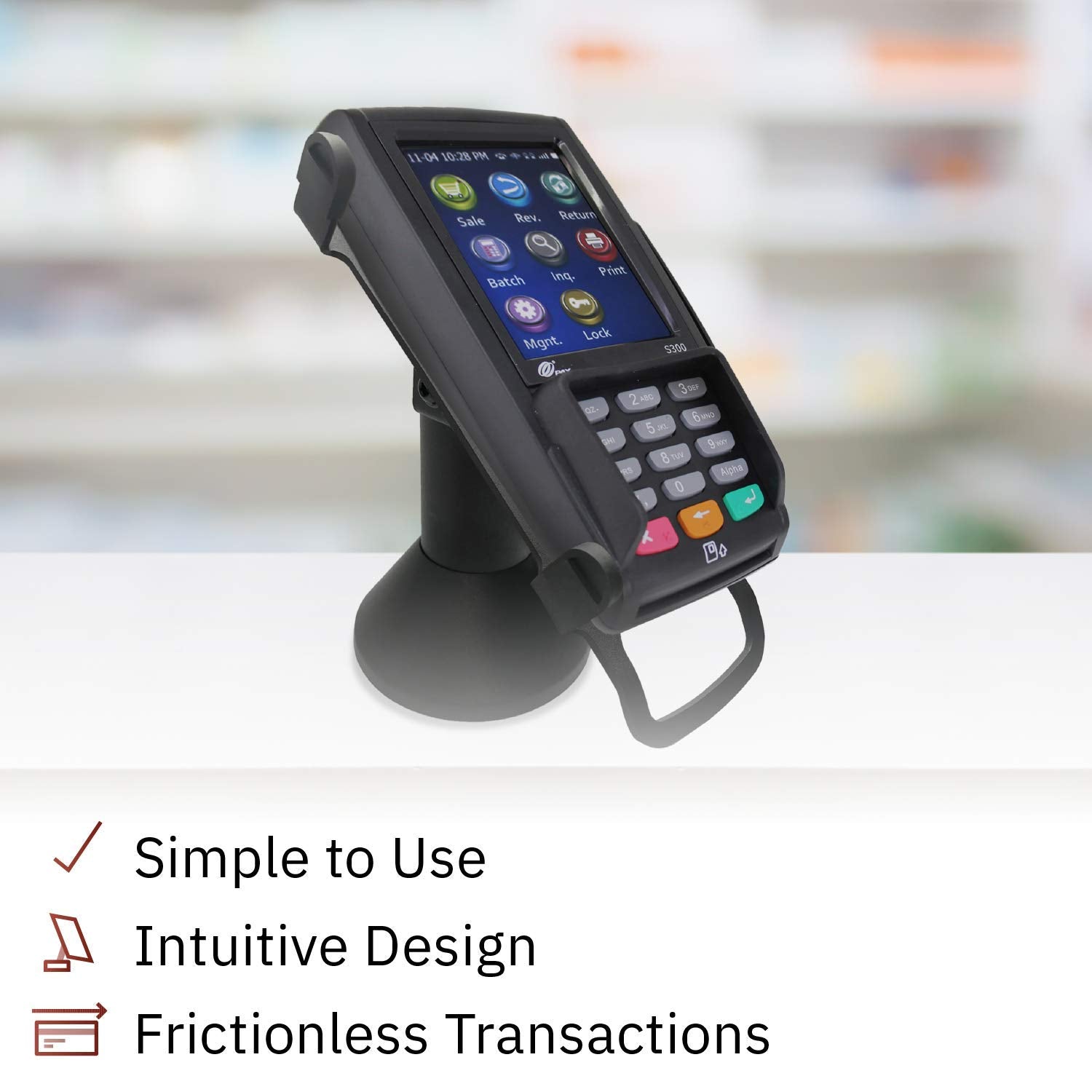 Discount Credit Card Supply DCCStands Low Swivel and Tilt Pax S300 & SP30 Terminal Stand, Screw in and Adhesive
