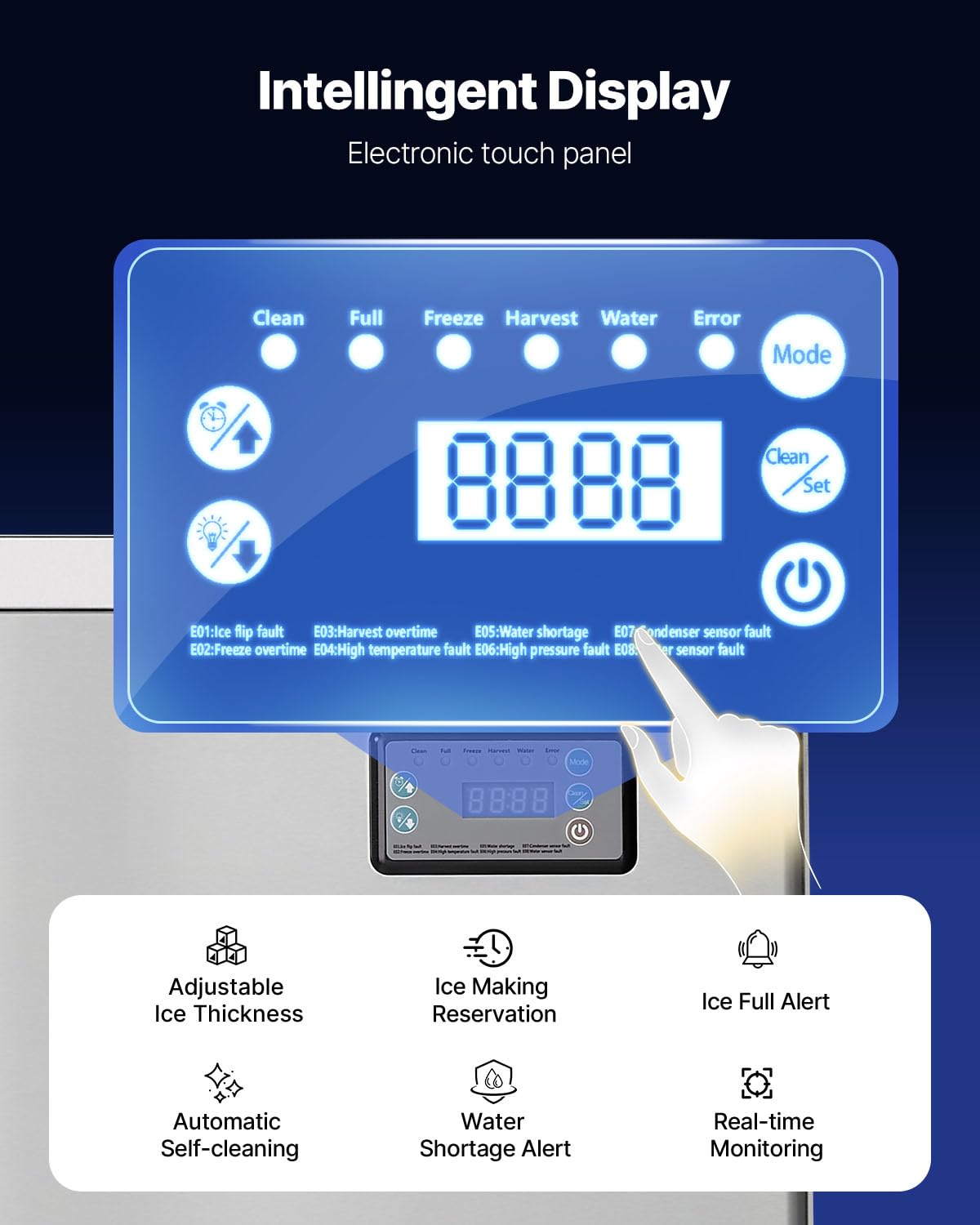 Vevor Commercial Ice Maker Machine - Head, 450 Lbs/Day Stainless Steel Ice Machine With Scheduled Ice-Making, Self-Cleaning, Adj