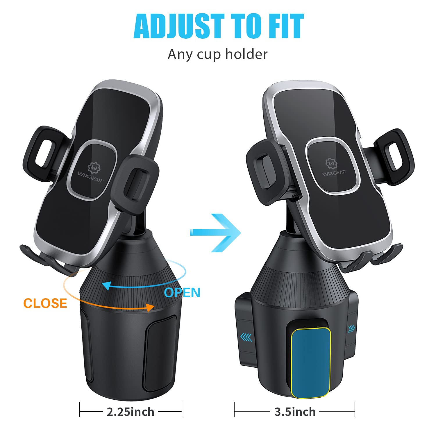 Wixgear Cup Phone Holder For Car, Car Cup Holder Phone Mount Adjustable Automobile Cup Holder Smart Phone Cradle Car Mount