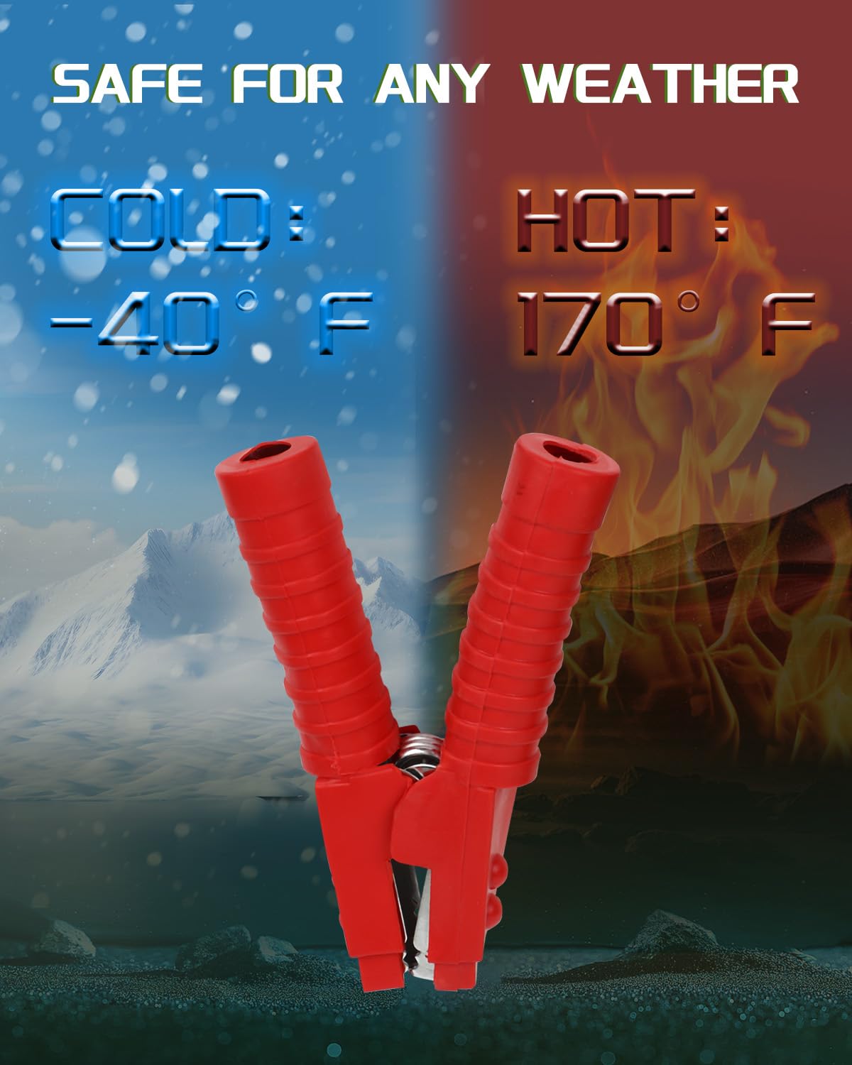 Scitoo 2 Pcs Jumper Cable Clamps 1000A Heavy Duty Pure Copper Alligator Clips Jumper Cables Boost Clamp, Battery Charger Clamps