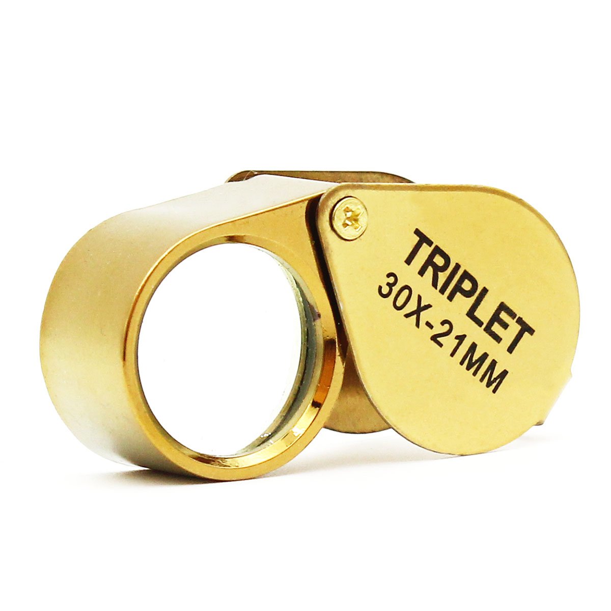 Jeweler Pocket Loupe Magnifier, 30X Glass Lens Magnifying Glass For Jewelry, Coins, Stamps,Antiques And More (Golden)