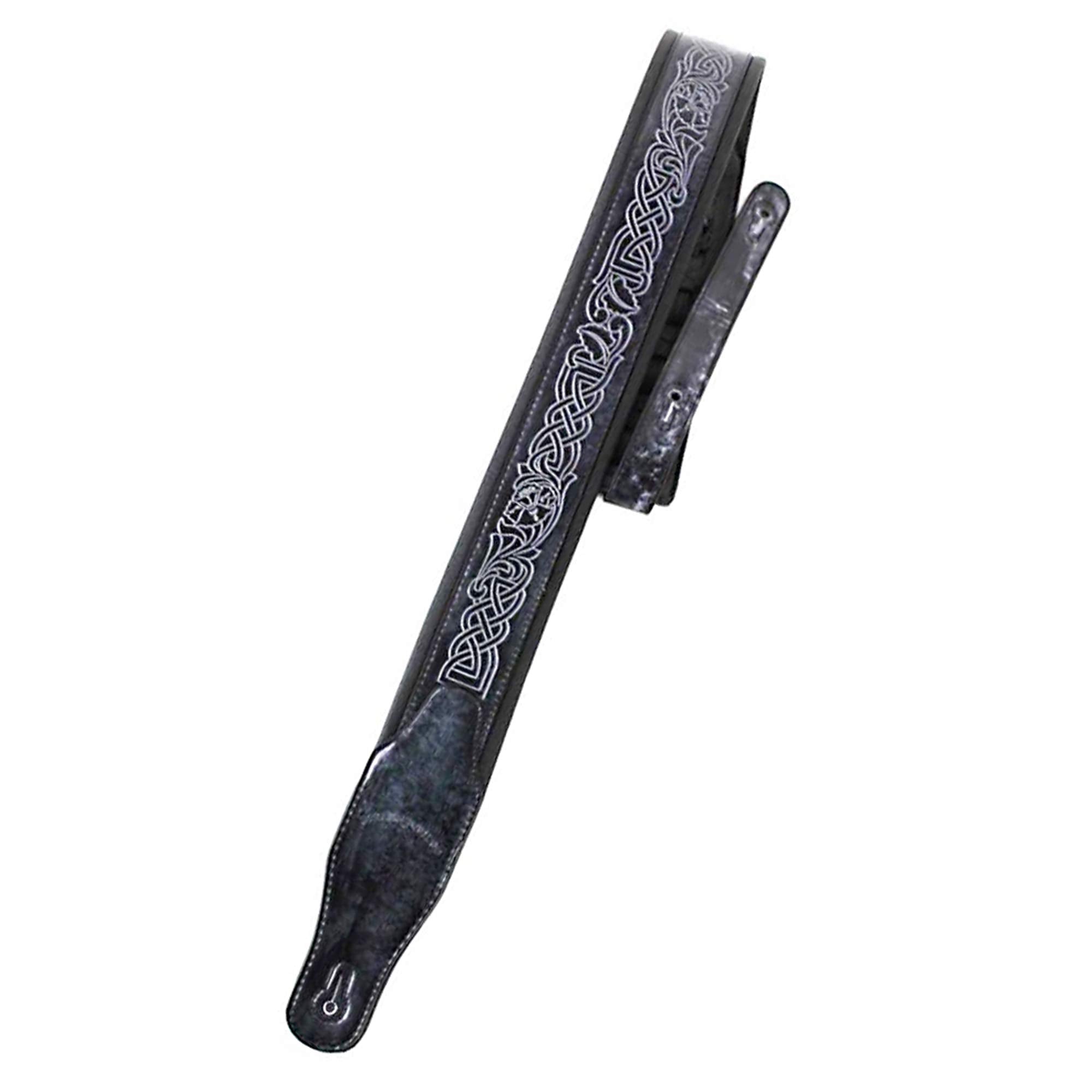 Walker & Williams Gb 182 Handmade Cobalt Black Brushed Padded Guitar Strap With Celtic Braid Design For Acoustic, Electric, And