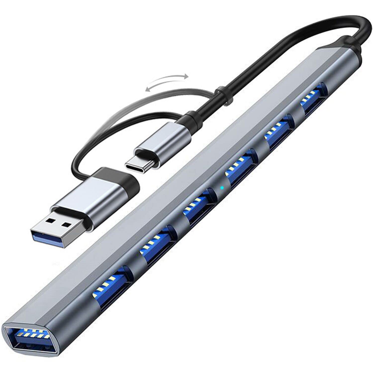 Usb Hub 3.0 With 7 Ports, Vienon Aluminium Usb C To Usb 3.0 Hub For Macbook, Mac Pro/Mini, Imac, Ps4, Ps5, Surface Pro,Flash Drive, Samsung