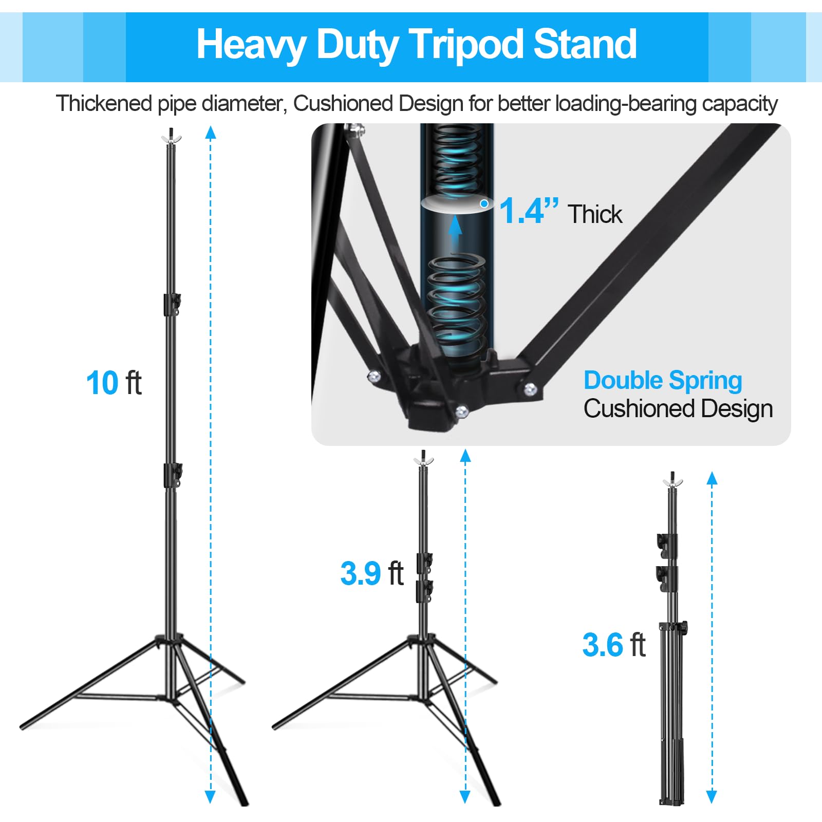Emart Photo Video Studio Backdrop Stand, 10 X 10Ft Heavy Duty Adjustable Photography Muslin Background Support System Kit