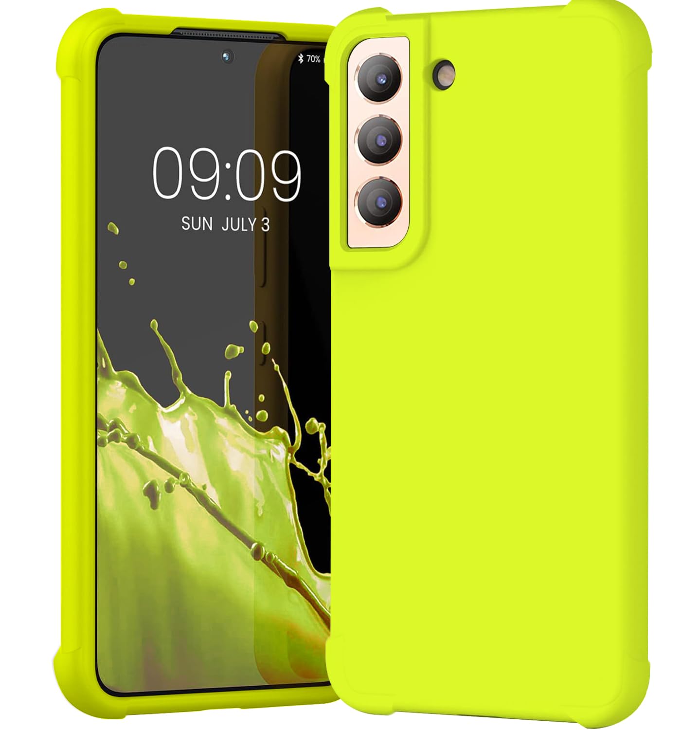 KIOMY Neon Green Case for Samsung Galaxy S21 5G Airbag Corners Shockproof Bumper Protective Phone Cover Flexible TPU Bright Vibr