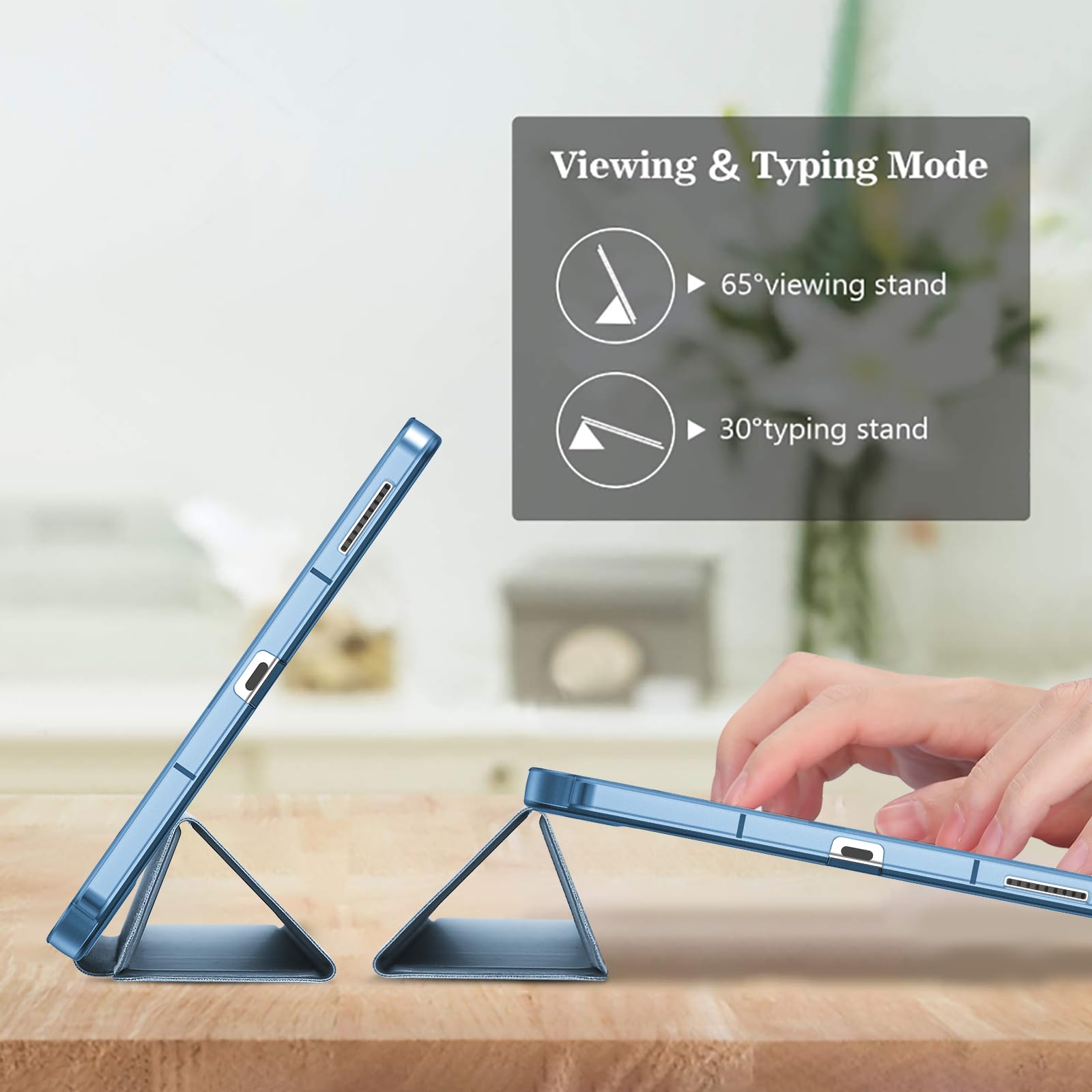 Procase Cover For Galaxy Tab S6 Lite 10.4 Case 2024 2022 2020 With S Pen Holder(Sm P620/P625/P613/P619/P615/P610), Trifold Stand Folio Soft Tpu Translucent Back Cover Support Auto Wake/Sleep  Skyblue