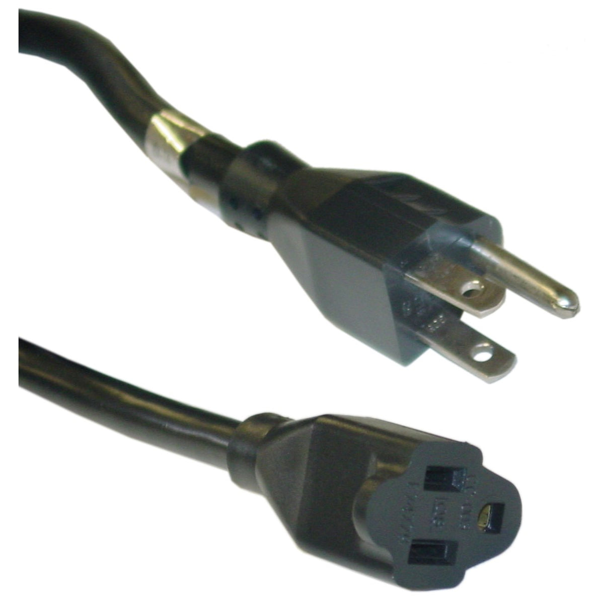 10 Feet Power Extension Cord, Power Extension Cable, Black, Sjt, Nema 5 15P To Nema 5 15R, 14 Awg, 3 Conductor, 15 Amp Power Cab