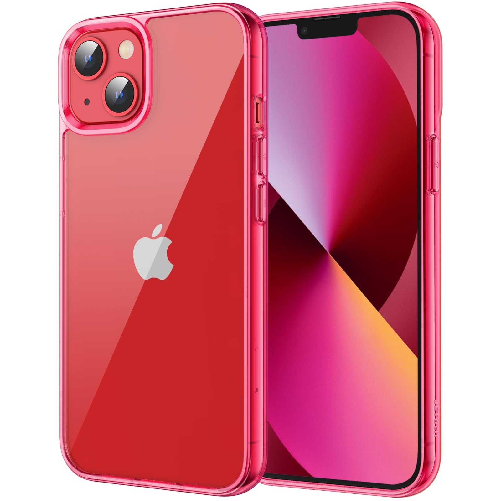 Jetech Case Compatible With Iphone 13 61 Inch, Shockproof Phone Bumper Cover, Anti Scratch Clear Back (Red)