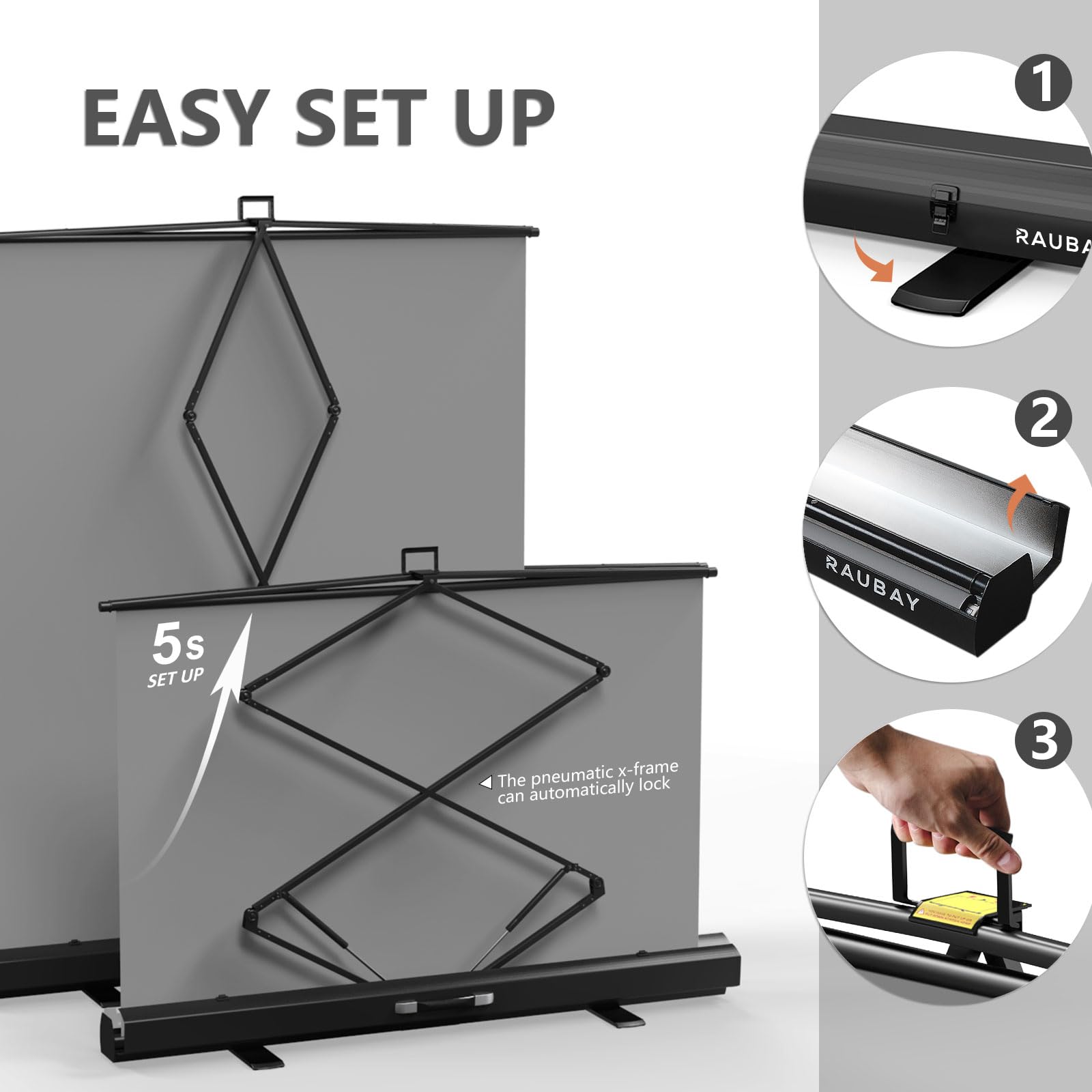 ?Easy Set Up? Raubay 59.8 X 78.7In Collapsible Gray Backdrop Screen Portable Retractable Panel Photo Grey Background With Stand