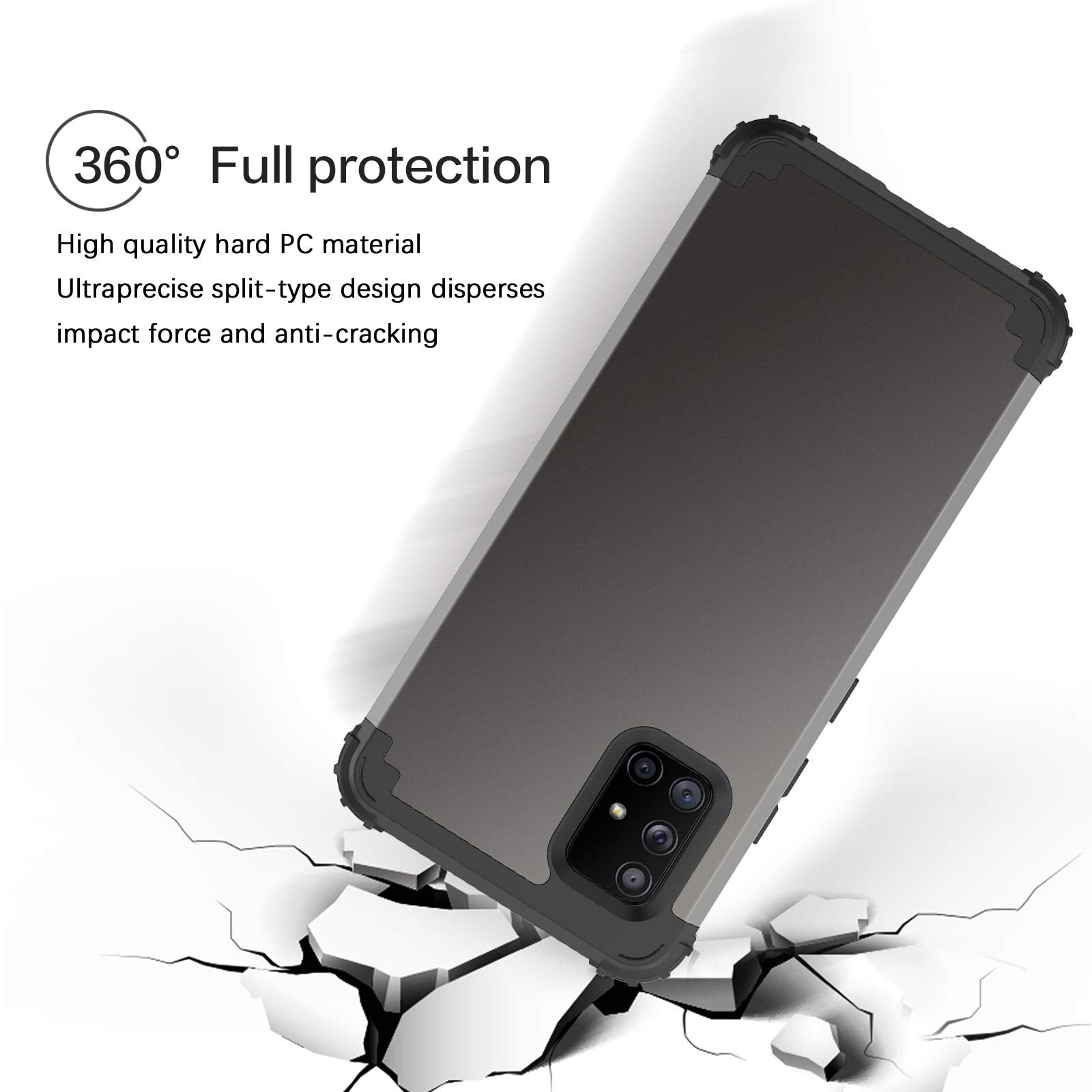 Bentoben Compatible With Samsung A71 5G Case, 3 Layer Hybrid Hard Pc Soft Rubber Heavy Duty Rugged Bumper Shockproof Anti Slip F