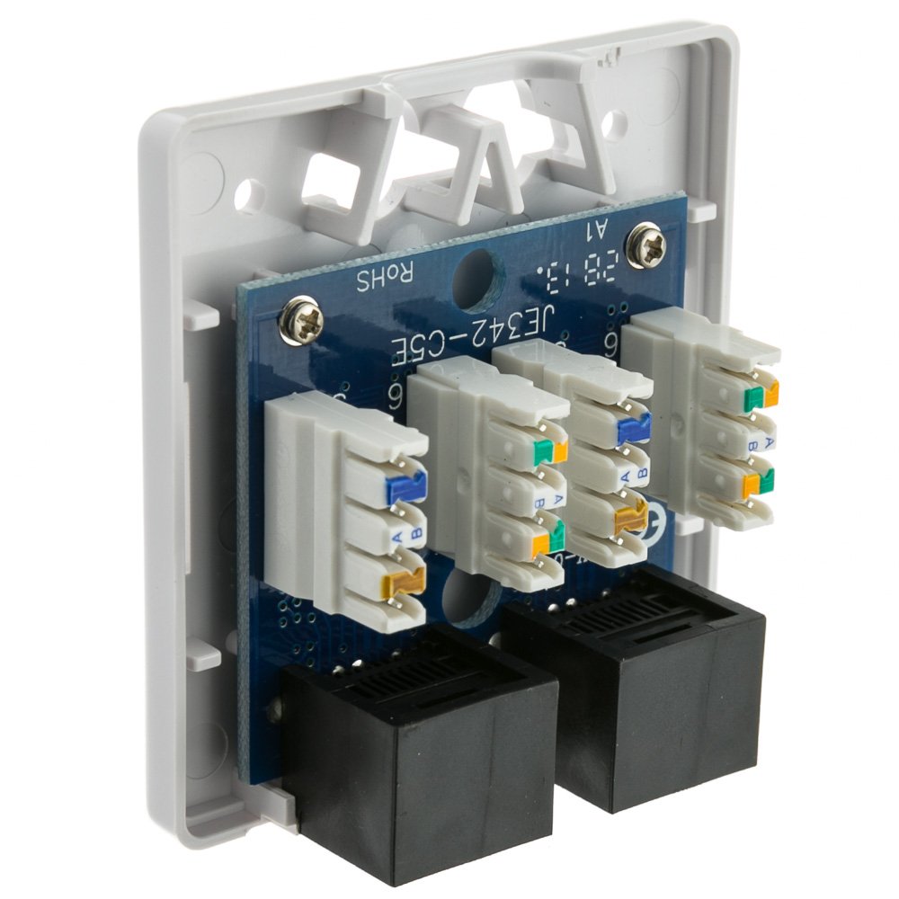 Cablewholesale Cat5E Single Surface Mount Box, 2 Port, Rj45 Unshielded Female Port, White, Adhesive For Wall Mount