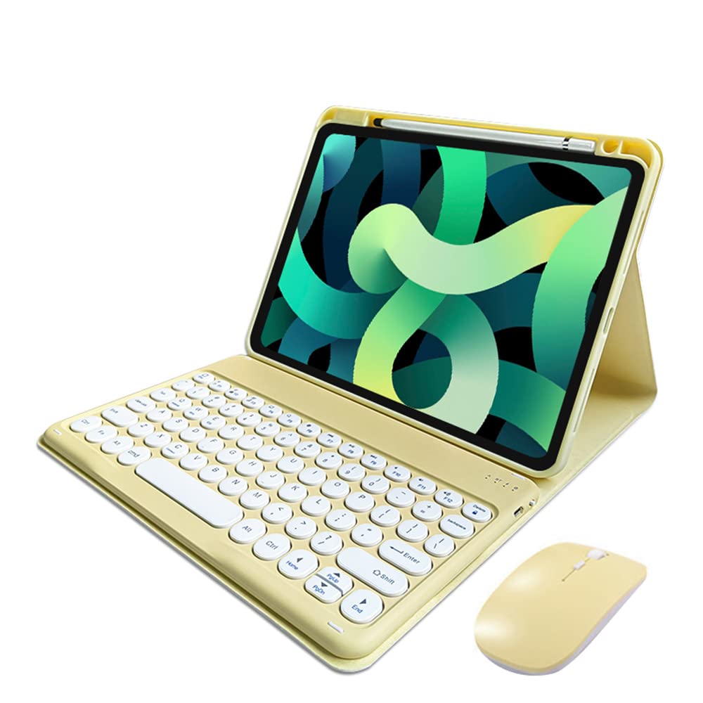 Kaitesi Keyboard Case Mouse For Ipad 10Th Generation 2022 Keyboard Case Cute Round Keys Detachable Bluetooth Keyboard Slim Smart
