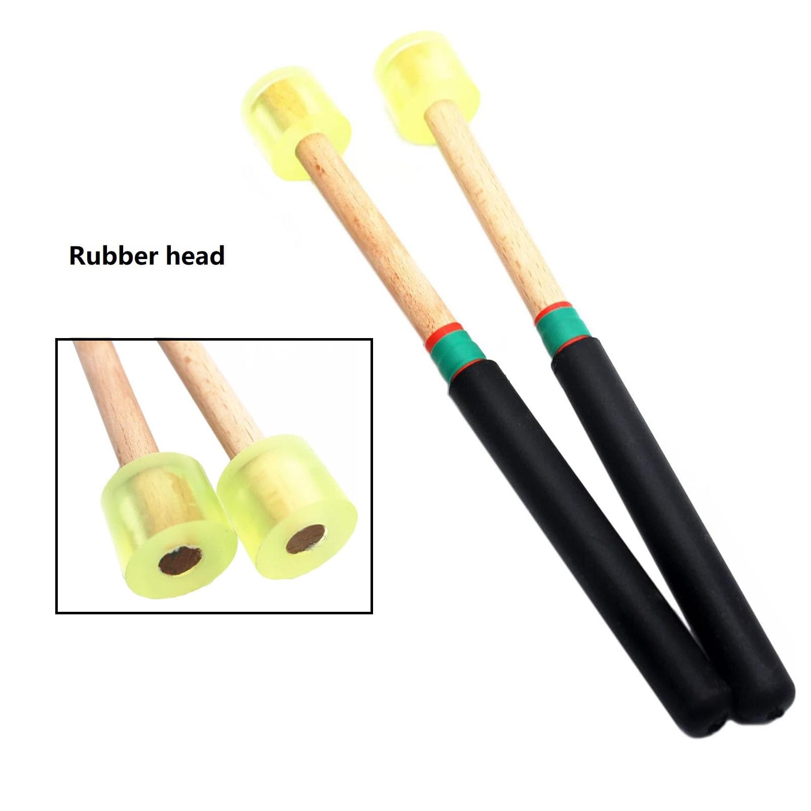 Tuoren 4 Pair Steel Tongue Drum Mallets With Storage Bag, 2 Pair Rubber Head Wood Glockenspiel Sticks, 1 Pair Steel Head And 1 P