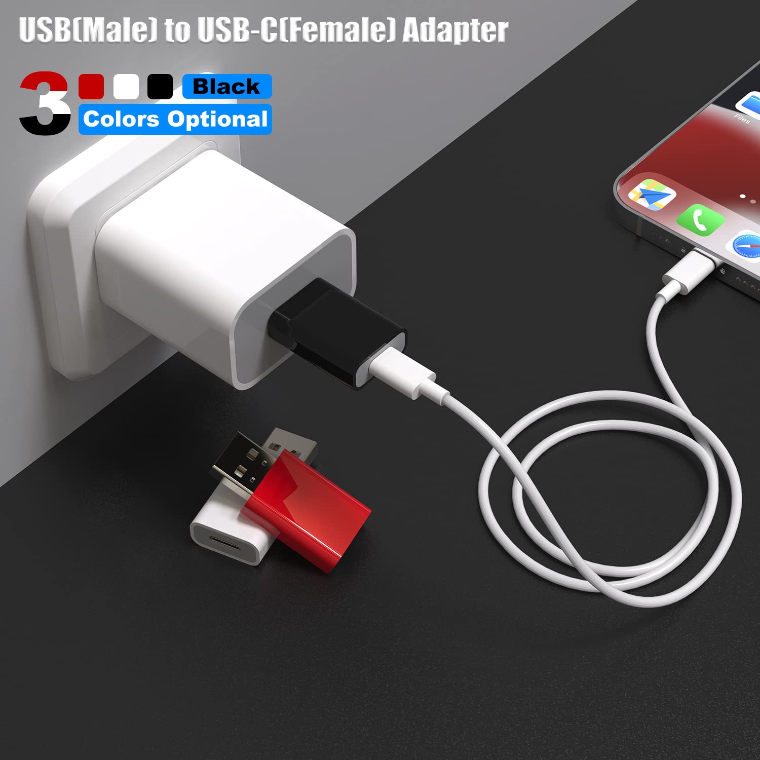 Lmuboy Usb To Usb C Female Adapter Pack 2,Compatible With Apple Watch Se/7/8/9/Ultra Magsafe Charger,Type C Charger Cable Conver