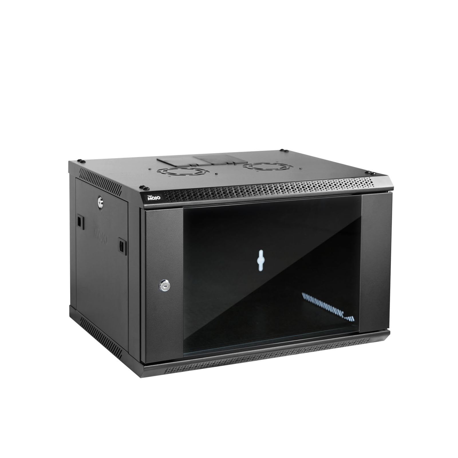 Tecmojo 6U Wall Mount Server Cabinet It Network Rack Enclosure Lockable Door And Side Panels Black,Cooling Fan,Standard Glass Do
