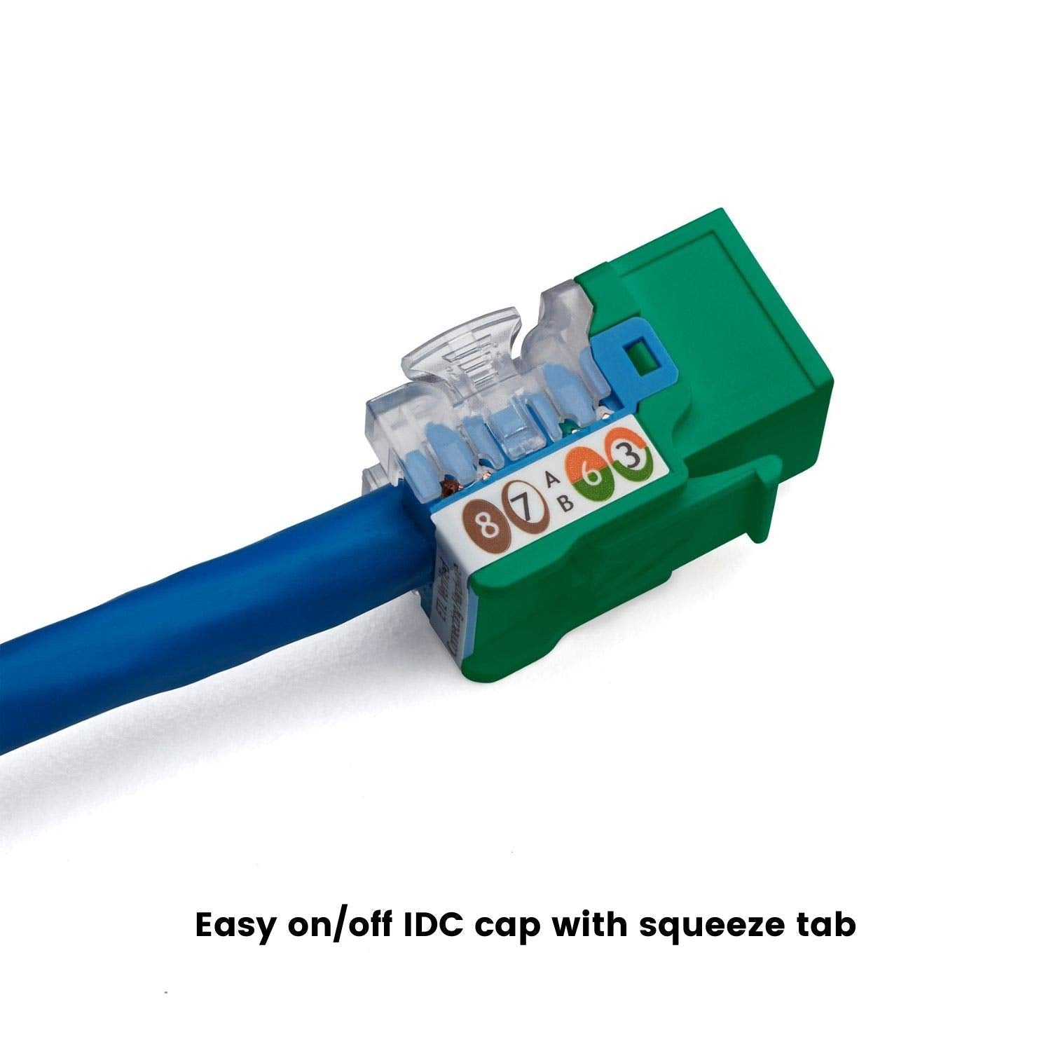Truecable Cat6A Keystone Jack, Unshielded (Utp), 90 Degree Punch Down, Poe++ (4Ppoe), Ul Listed, Etl Verified, Ansi/Tia Certified, Modular Rj45 Female, Green, 48 Pack